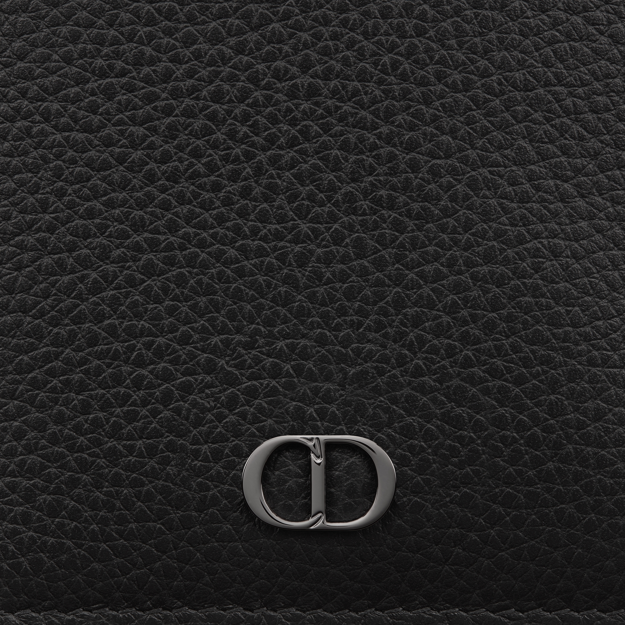CD Icon Vertical Bifold Wallet Black Grained Calfskin E09