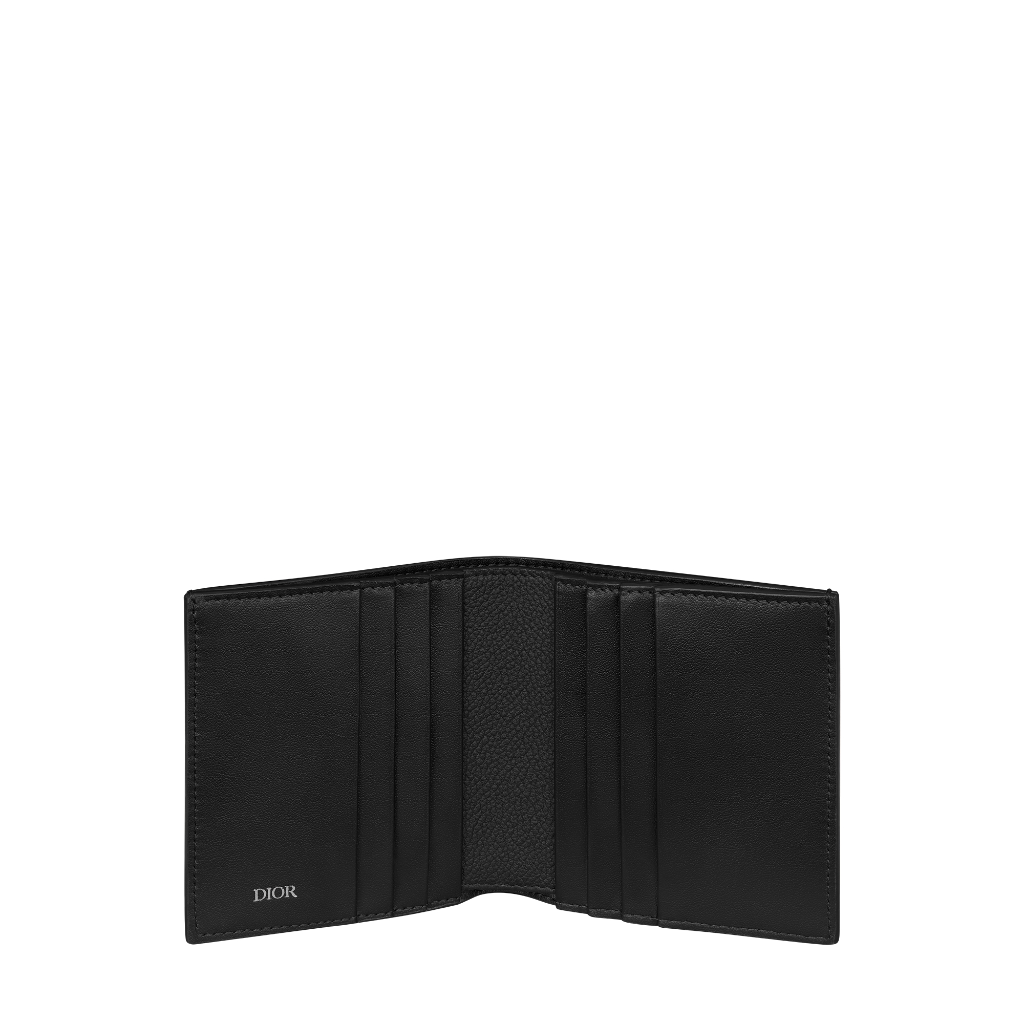 Vertical Bifold Wallet Black Dior Gravity Leather and Black Smooth Calfskin E07