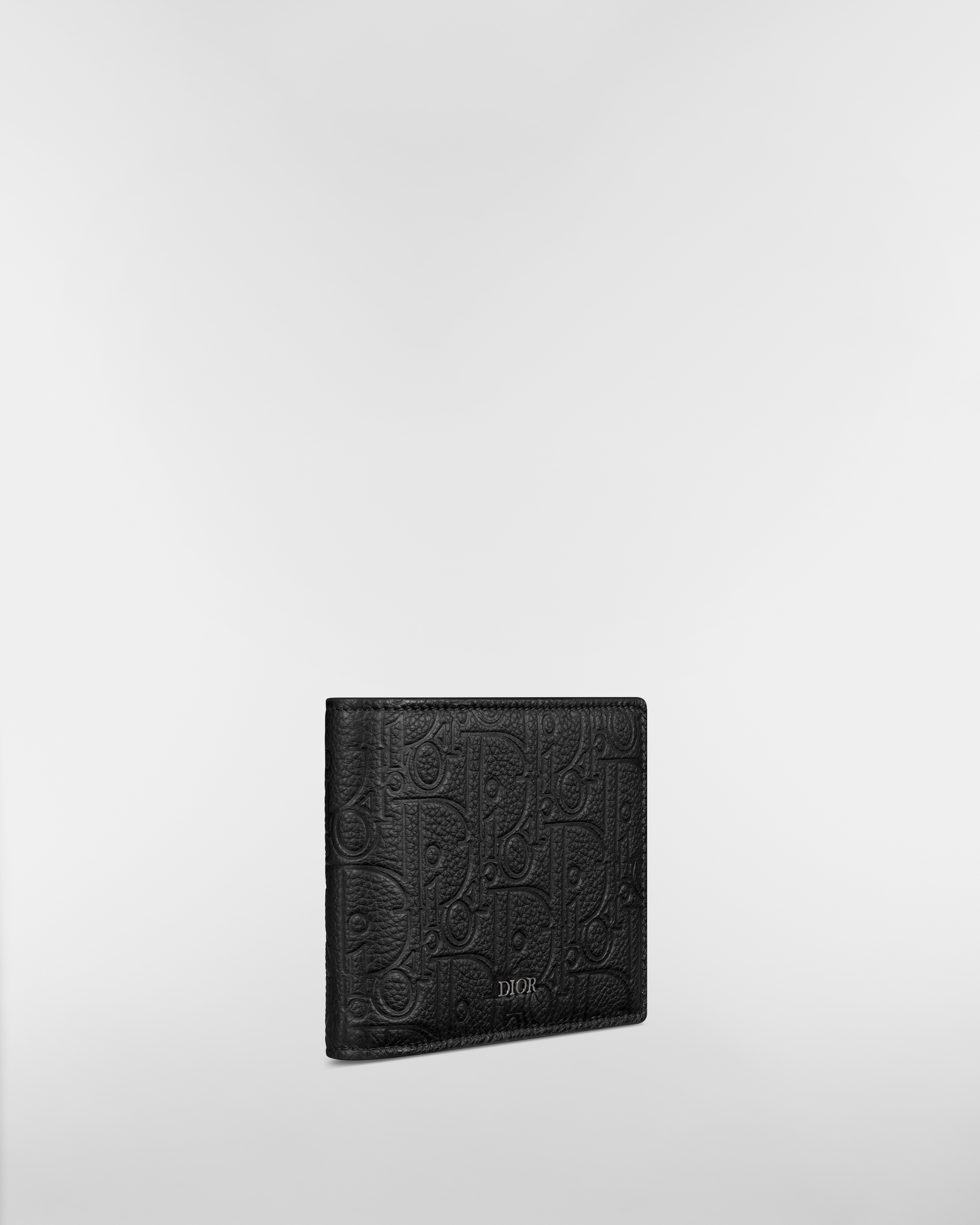 Vertical Bifold Wallet Black Dior Gravity Leather and Black Smooth Calfskin E03