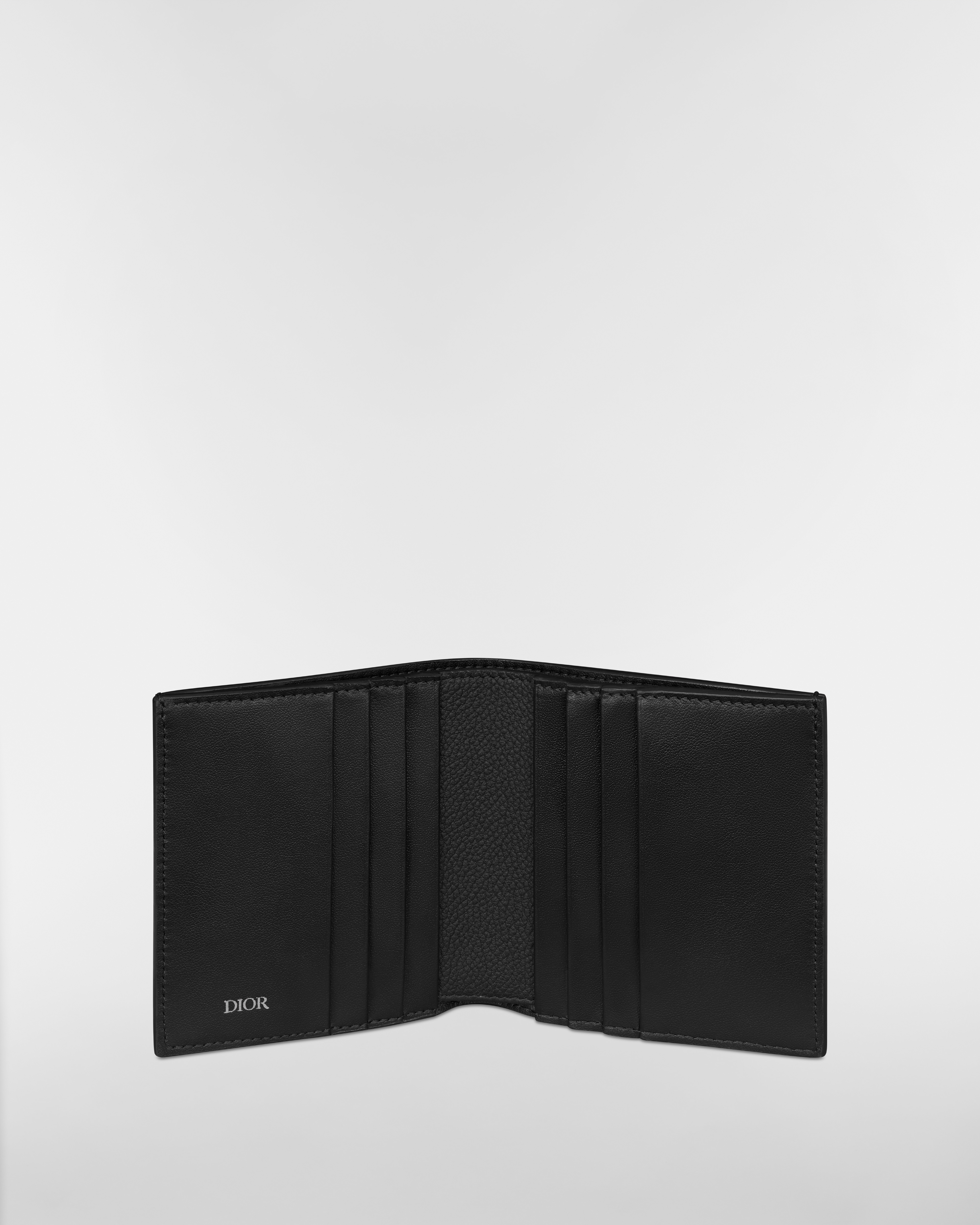 Vertical Bifold Wallet Black Dior Gravity Leather and Black Smooth Calfskin E07