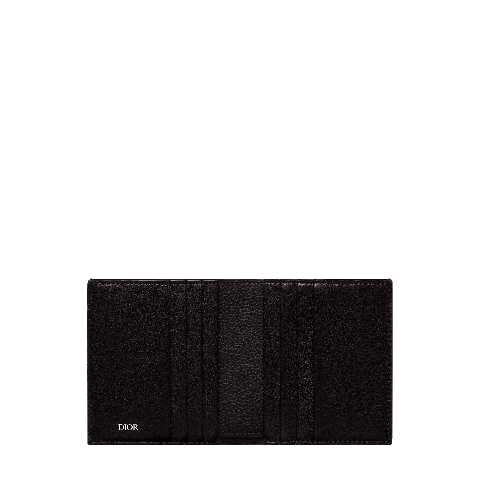 Vertical Bifold Wallet Beige and Black Dior Oblique Jacquard E07