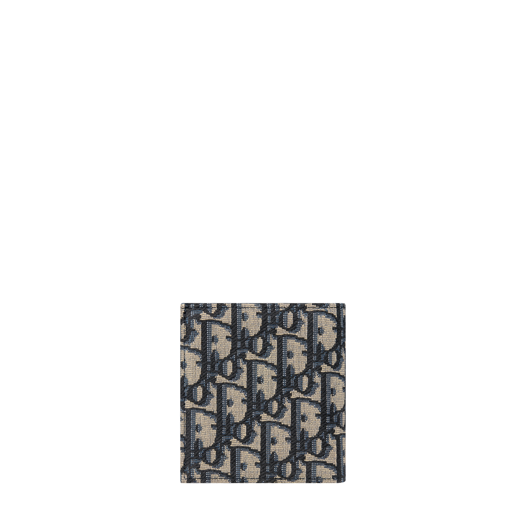 Vertical Bifold Wallet Beige and Black Dior Oblique Jacquard E08