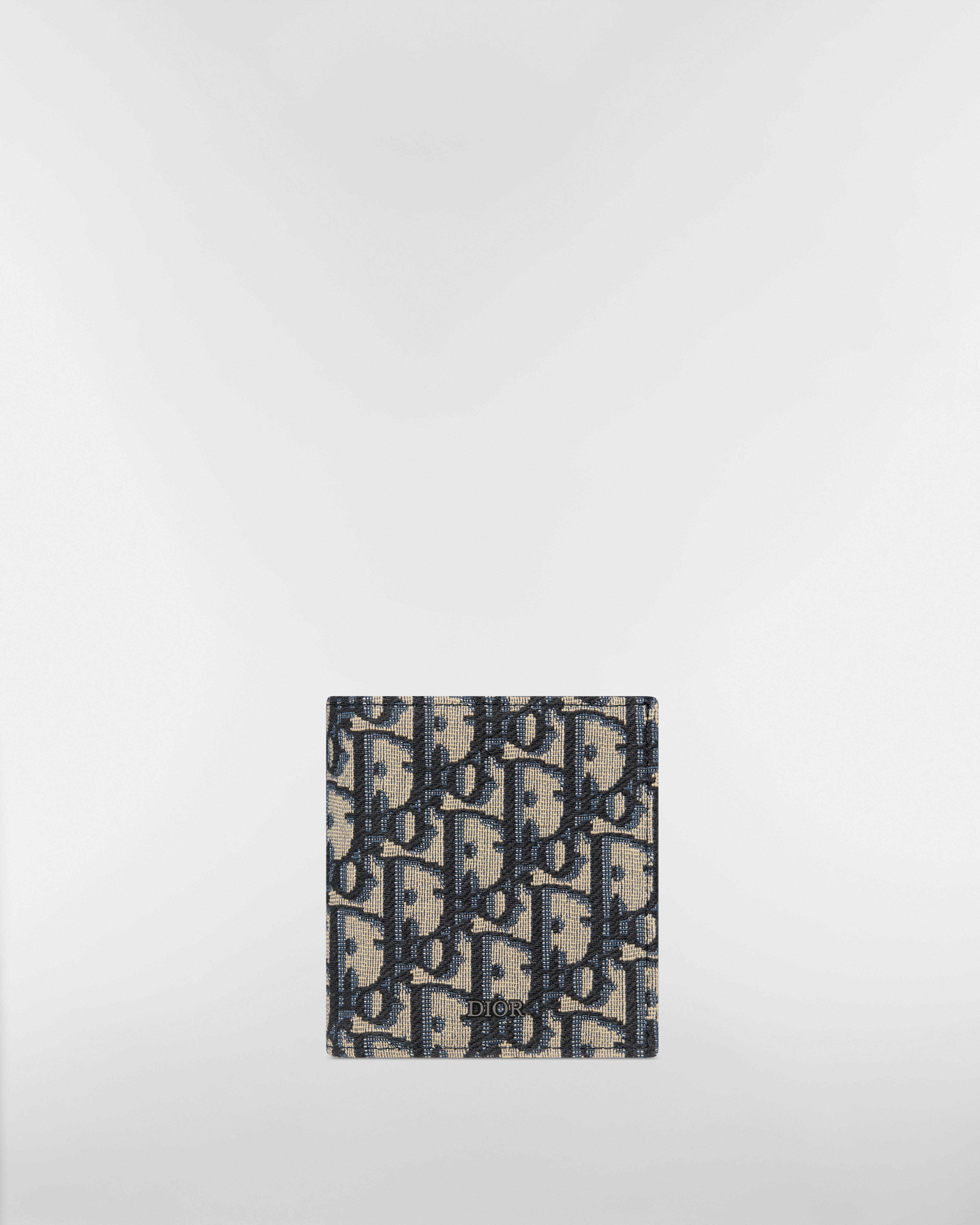 Bifold-Portemonnaie im Hochformat Dior Oblique Jacquard in Beige und Schwarz E01