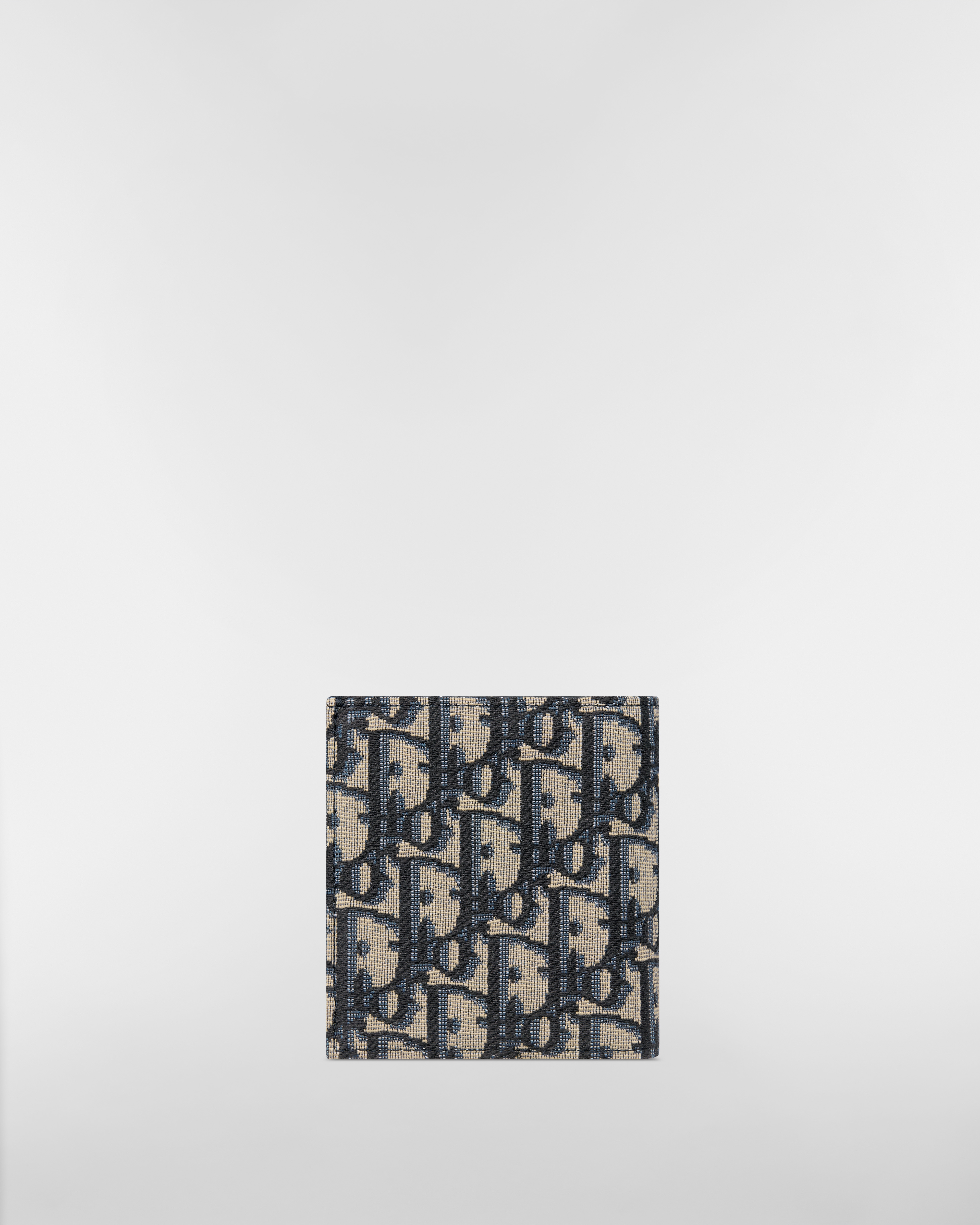 Portefeuille vertical à deux volets Toile jacquard Dior Oblique beige et noir E08