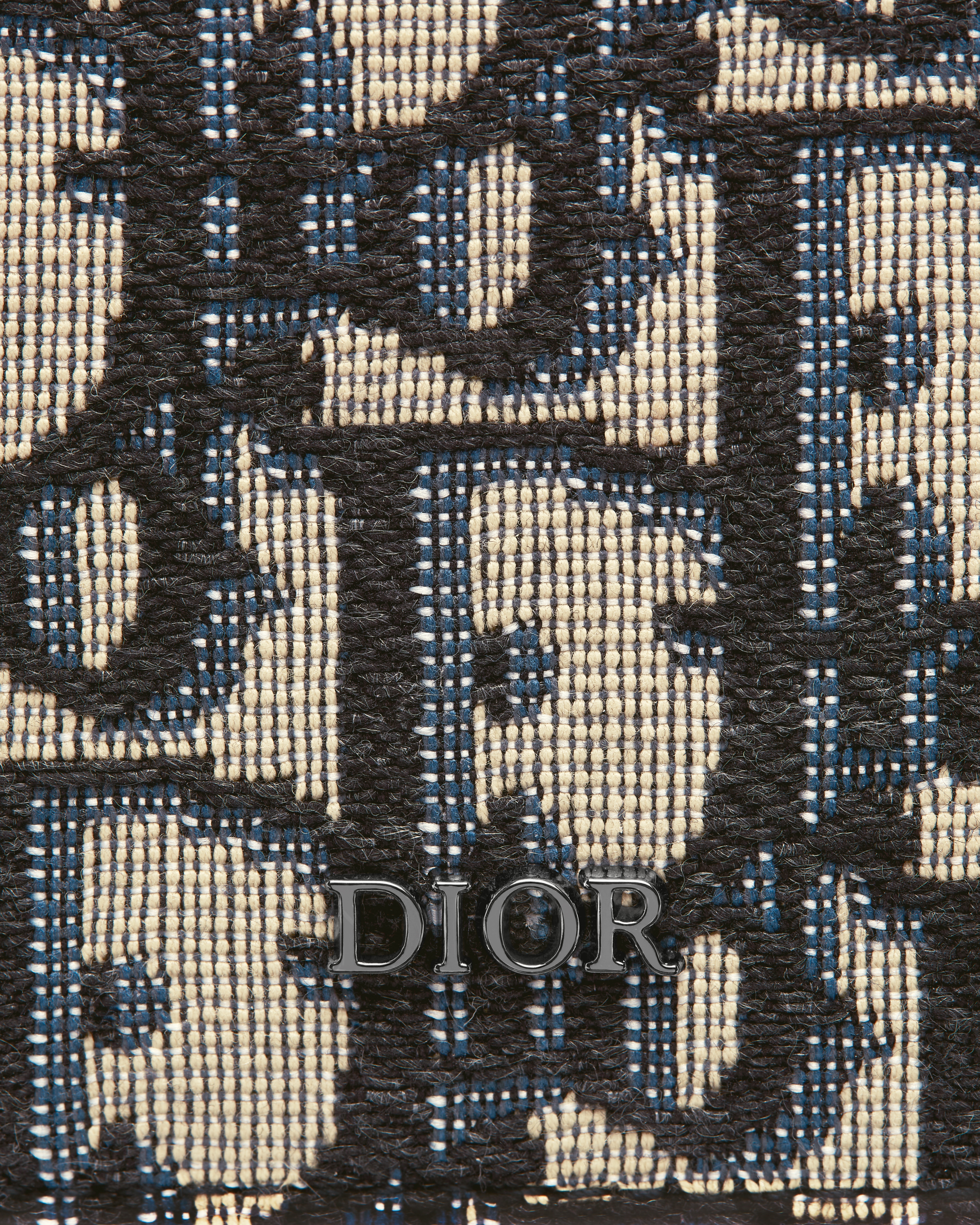 Portefeuille vertical à deux volets Toile jacquard Dior Oblique beige et noir E09