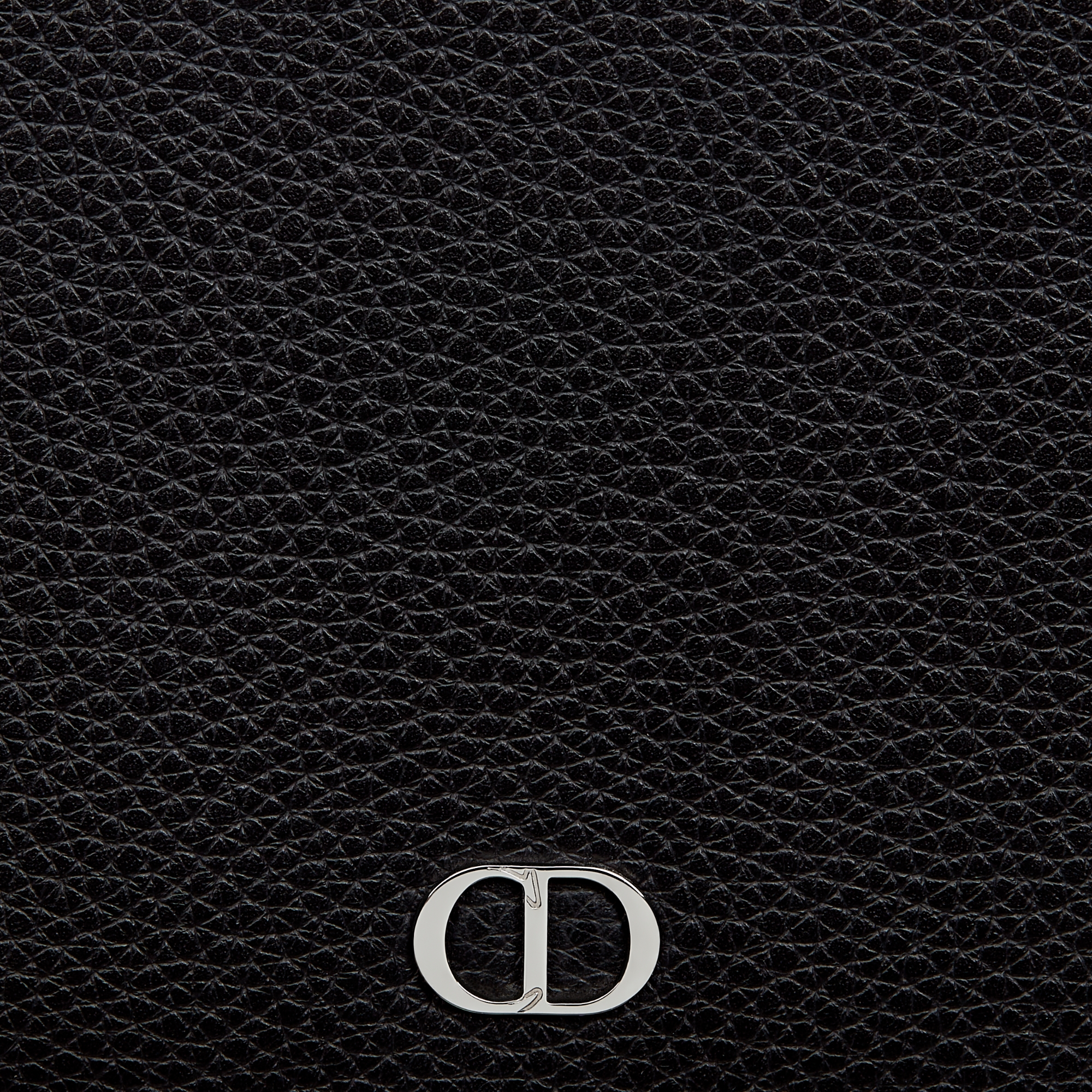 Compact Wallet Black Grained Calfskin with CD Icon Signature E09