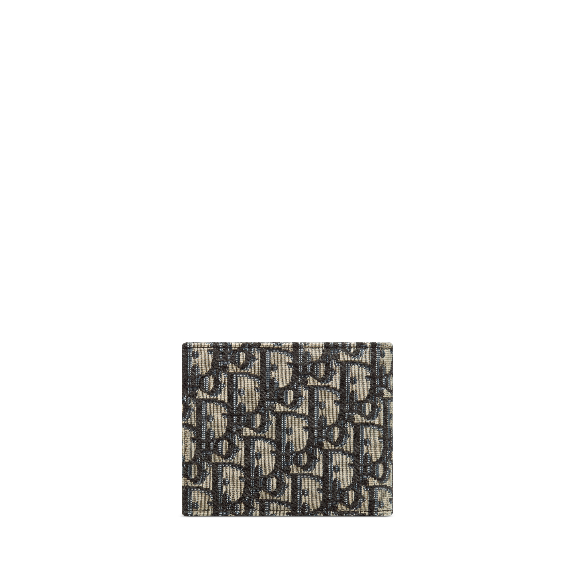 컴팩트 지갑 베이지 & 블랙 Dior Oblique 자카드 E08