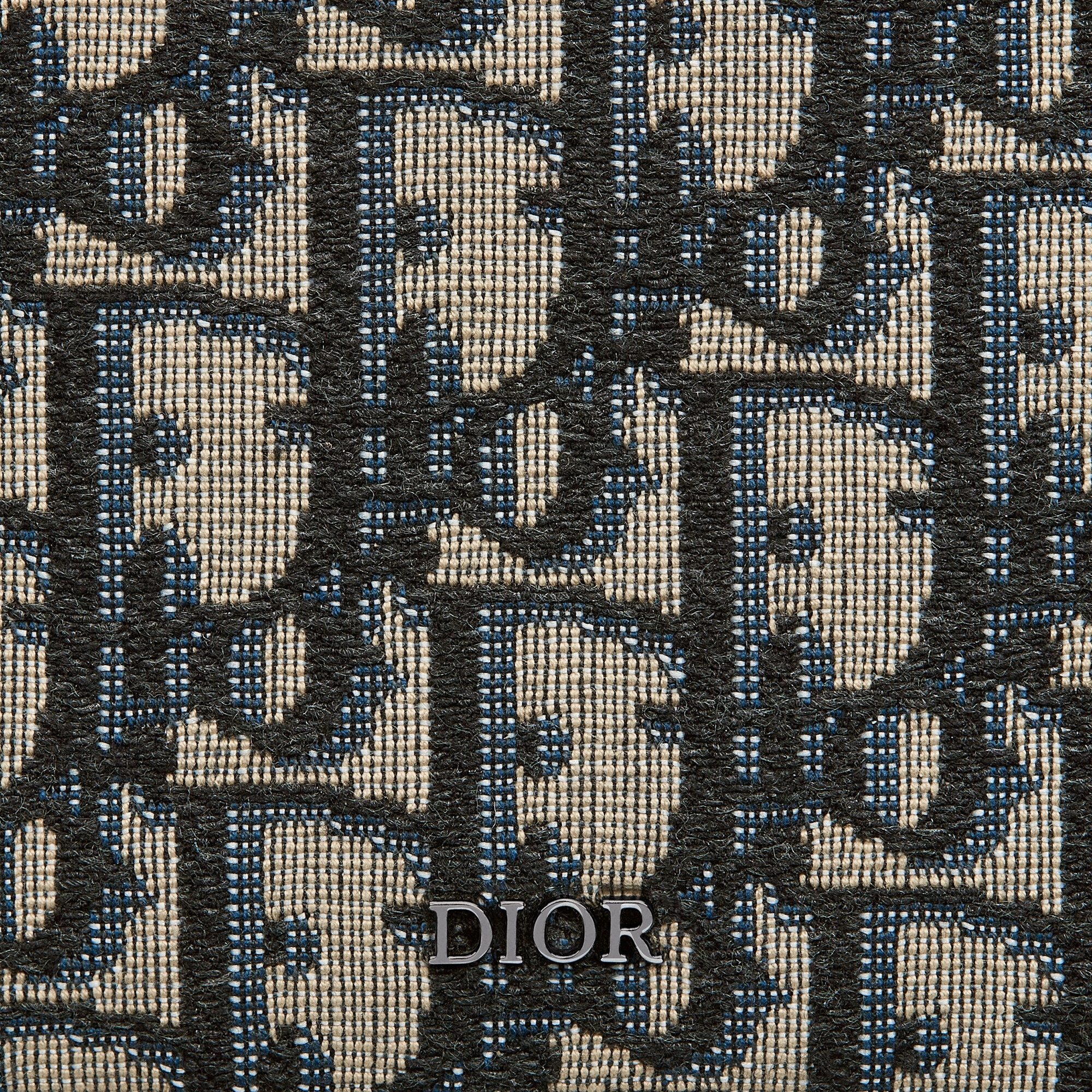 컴팩트 지갑 베이지 & 블랙 Dior Oblique 자카드 E09