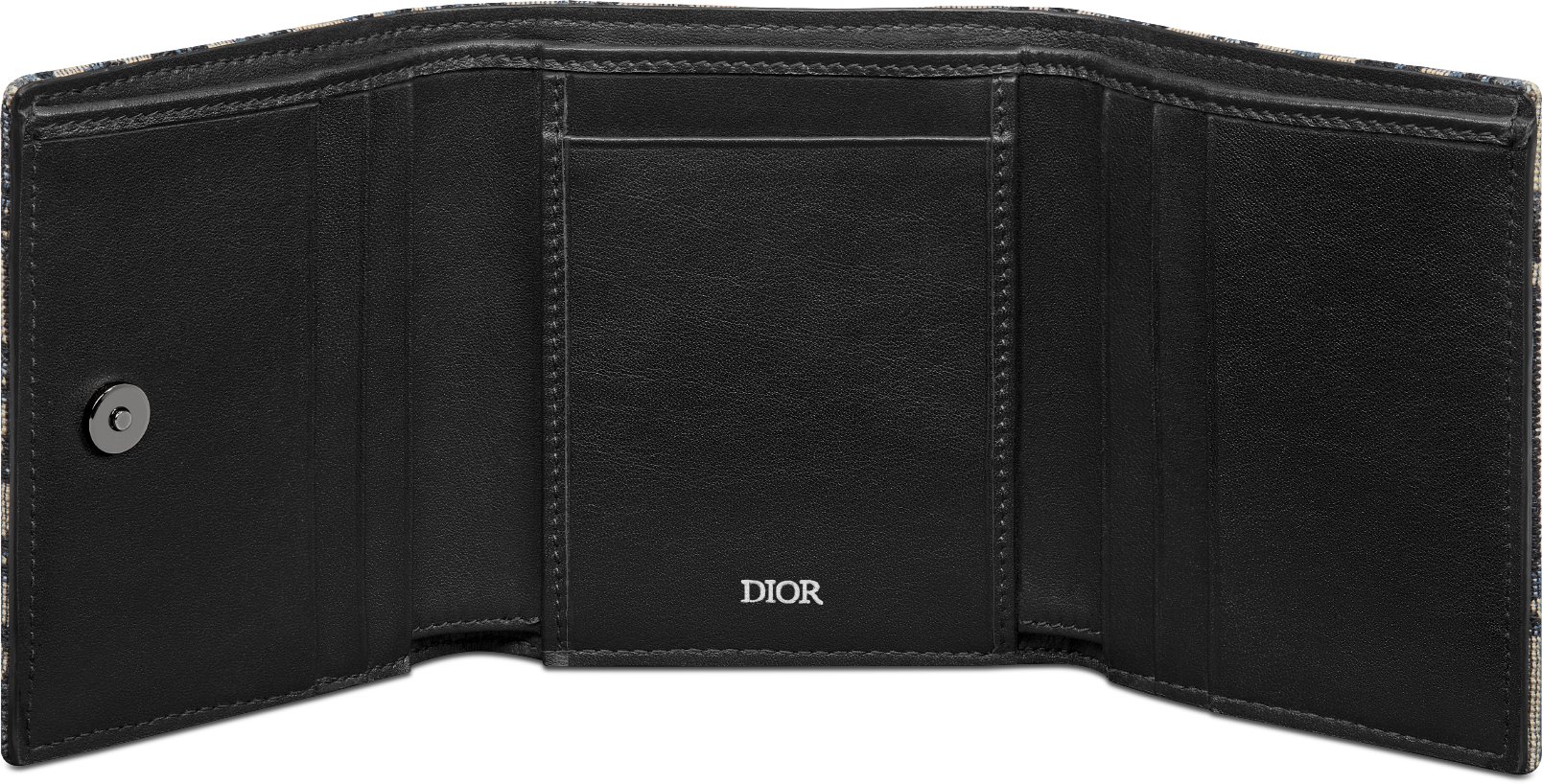 Christian Dior クリスチャンディオール トロッター オブリーク ジャガード ミニウォレット 三つ折り財布 ネイビー  S5653CTZQ_M928 レディース【中古】