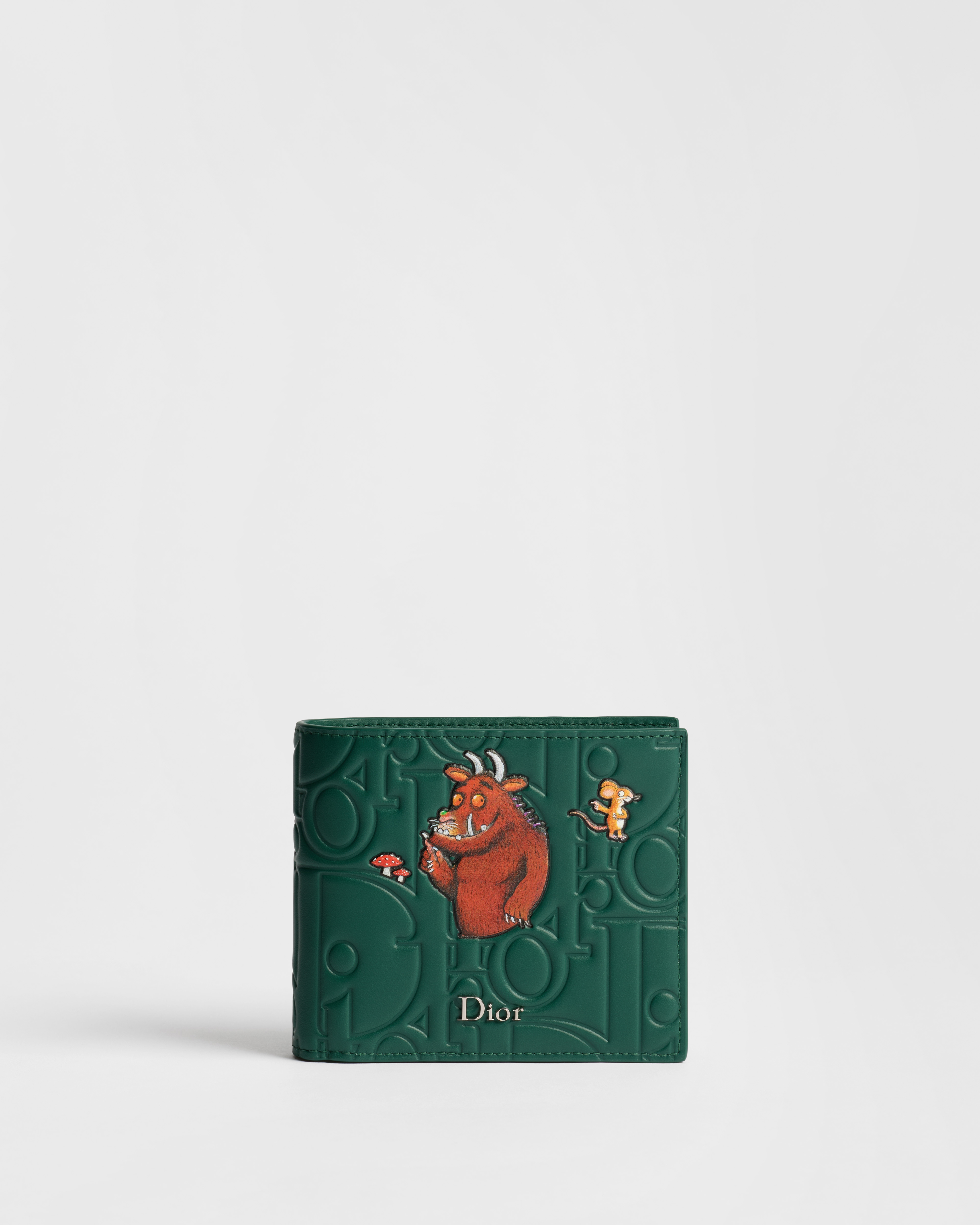 Bifold Wallet Green Dior Gravity Smooth Leather with Book Cover Motif E01