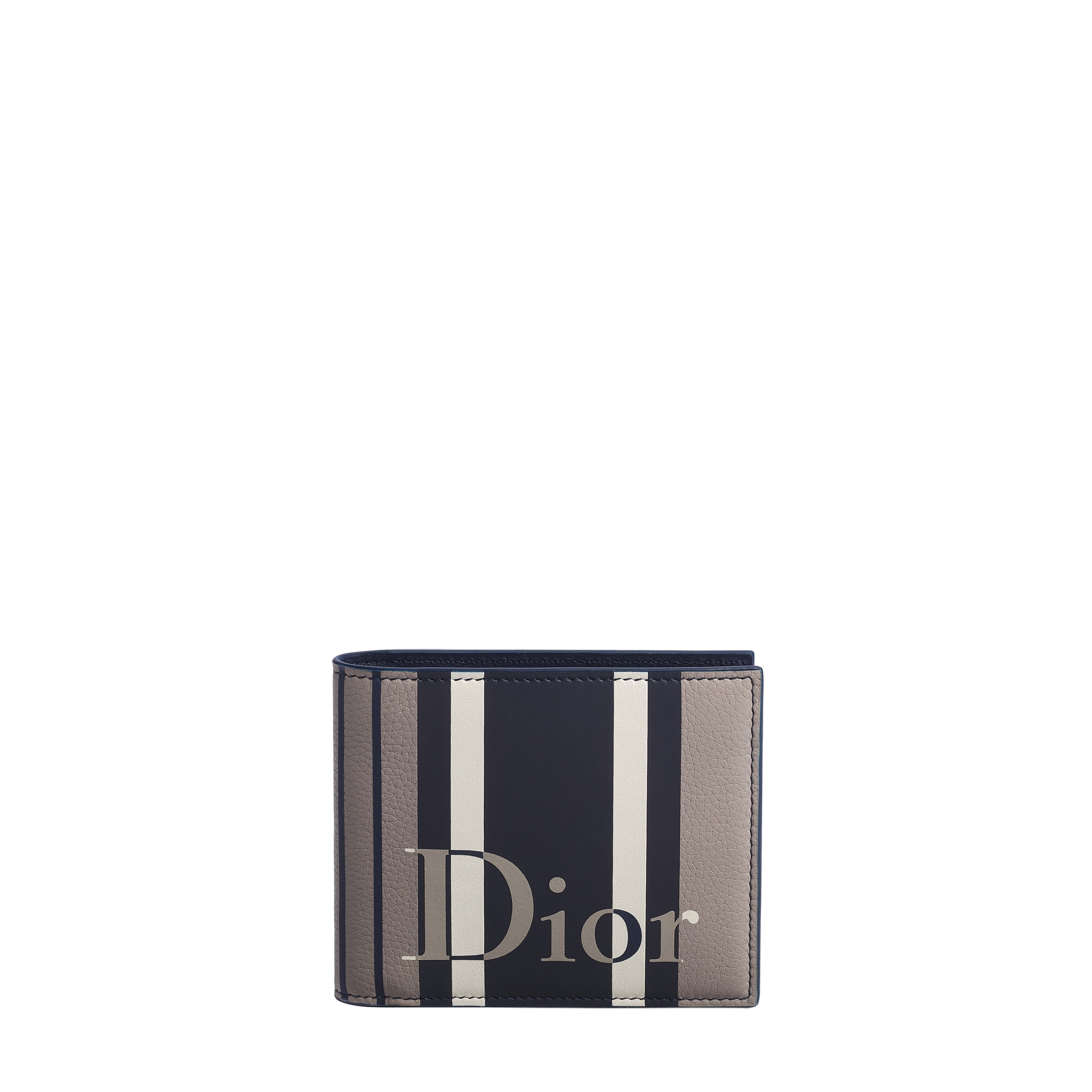 Dioriviera Bifold Wallet Gray and Blue Sun Stripes Calfskin