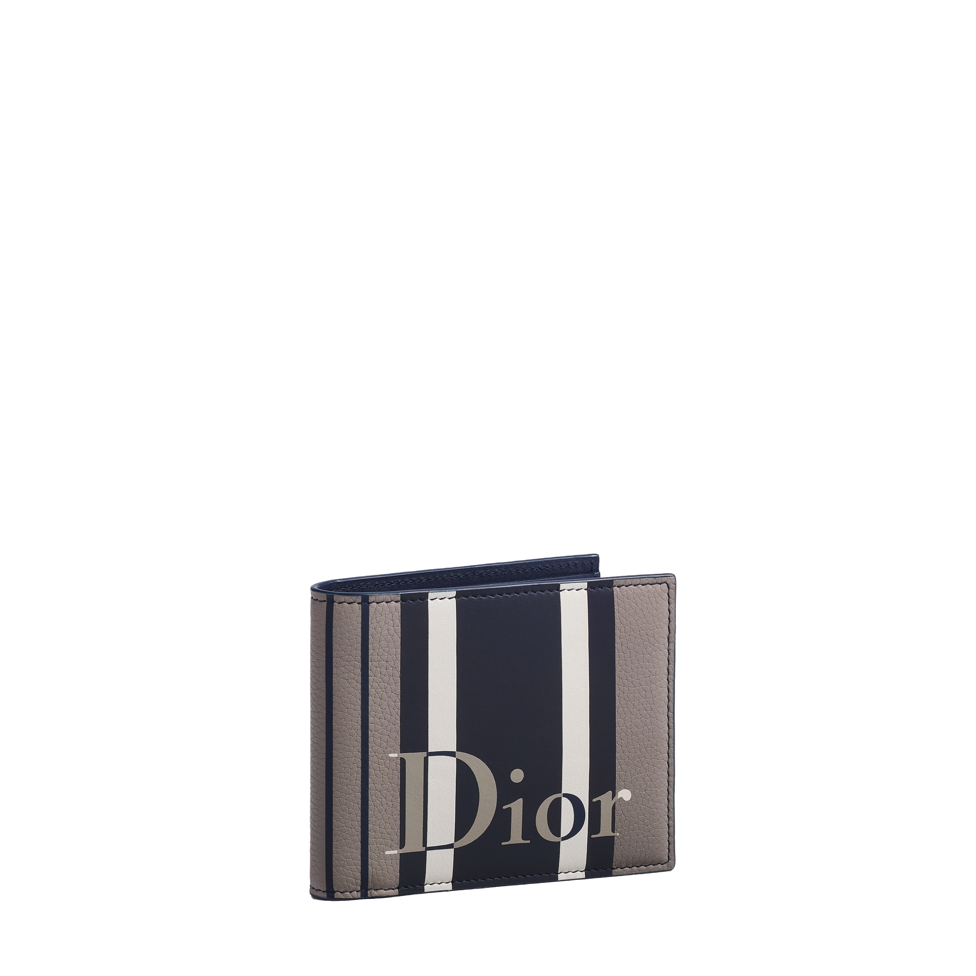 Dioriviera Bifold Wallet Gray and Blue Sun Stripes Calfskin Marquetry E03