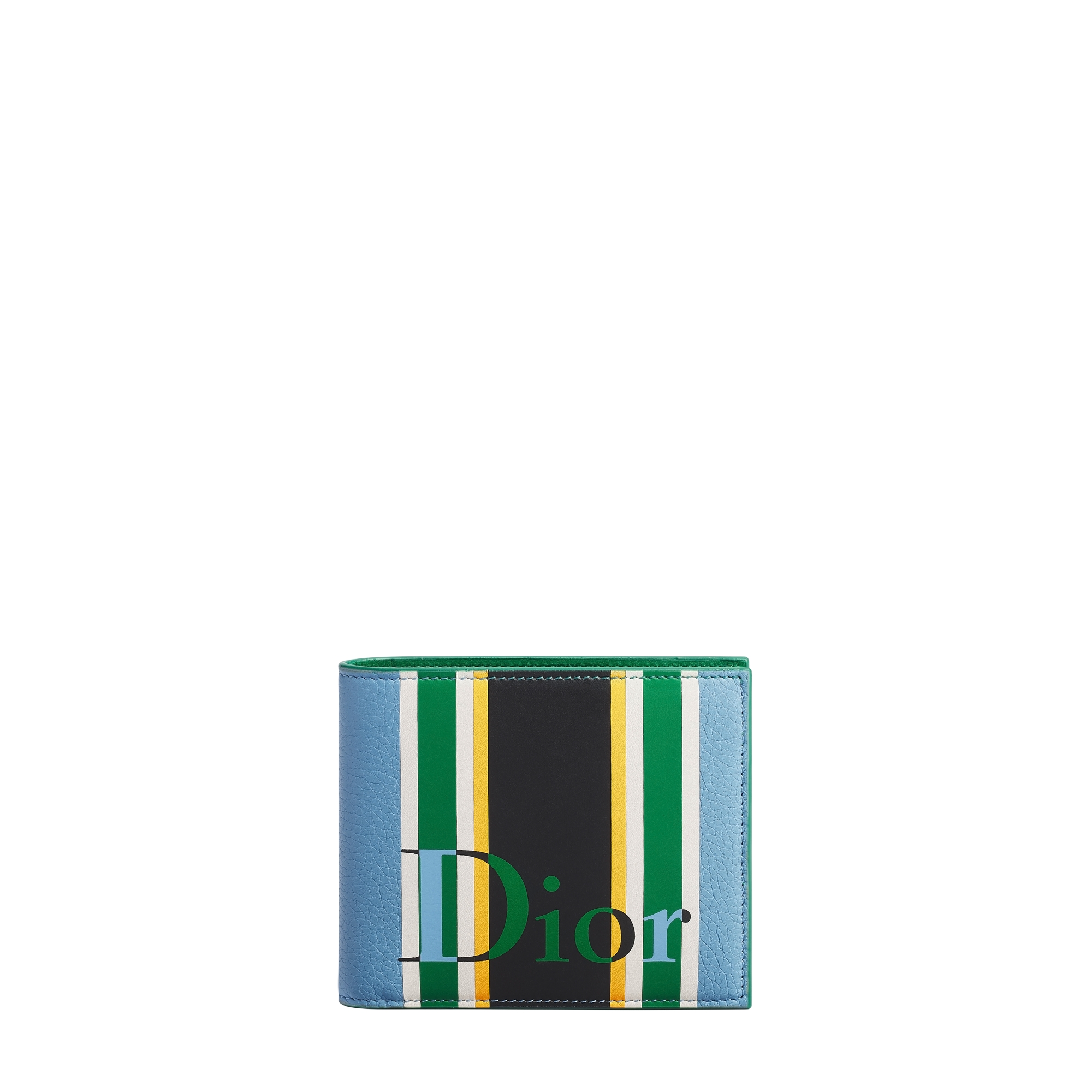 Dioriviera Bifold Wallet Blue and Green Sun Stripes Calfskin Marquetry E01
