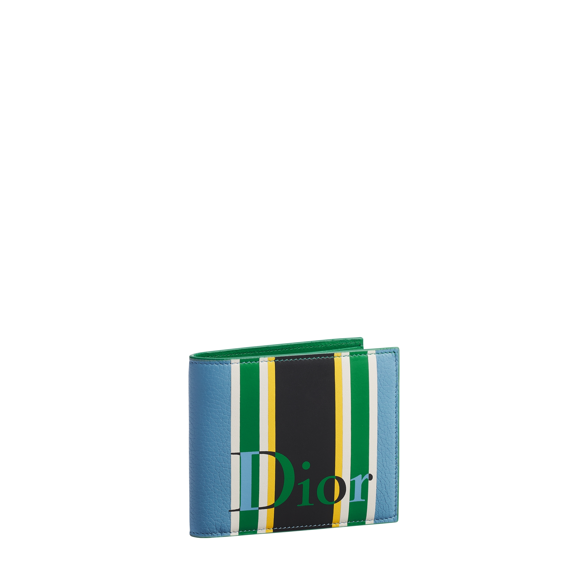 Dioriviera Bifold Wallet Blue and Green Sun Stripes Calfskin Marquetry E03