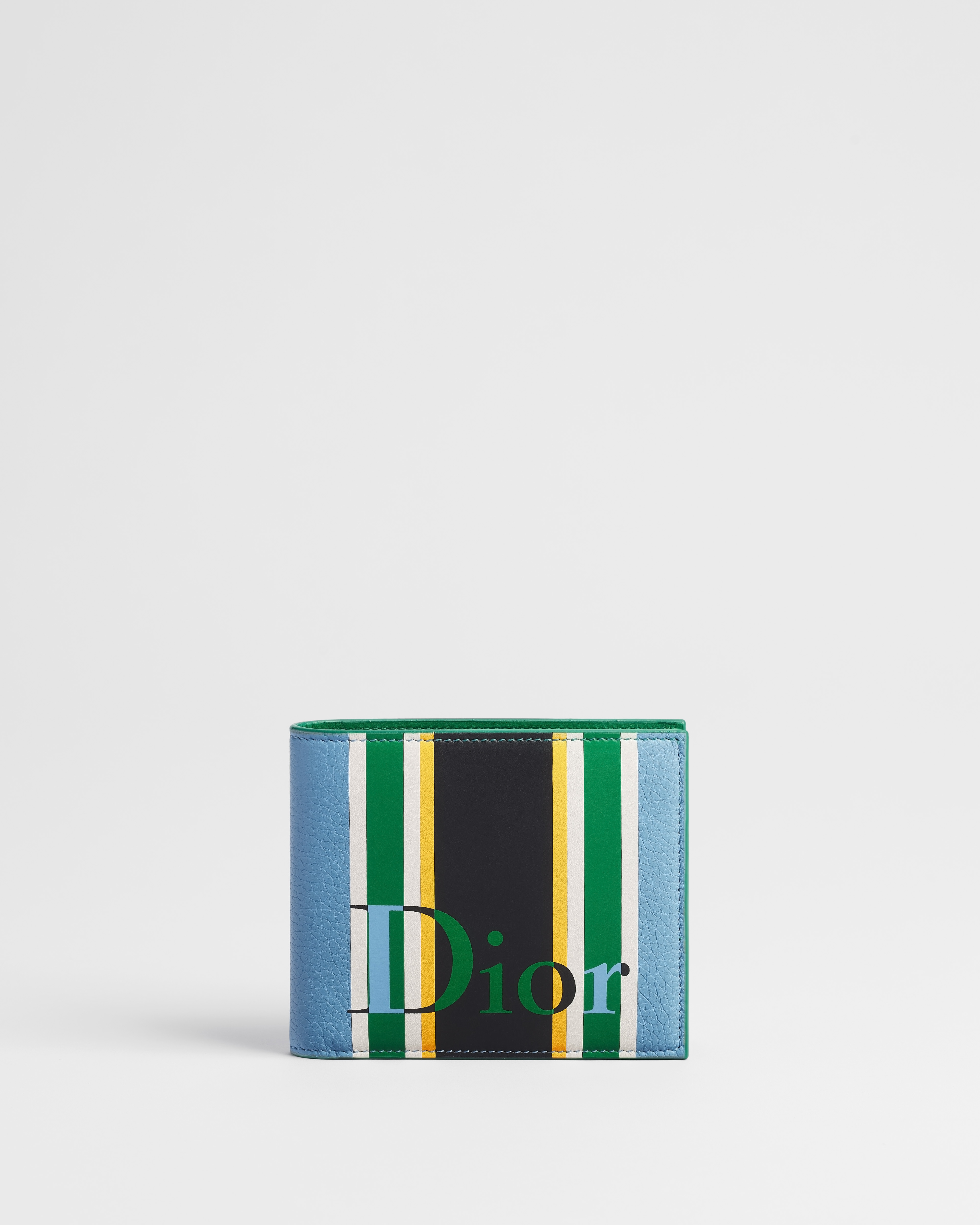 Dioriviera Bifold Wallet Blue and Green Sun Stripes Calfskin Marquetry E01