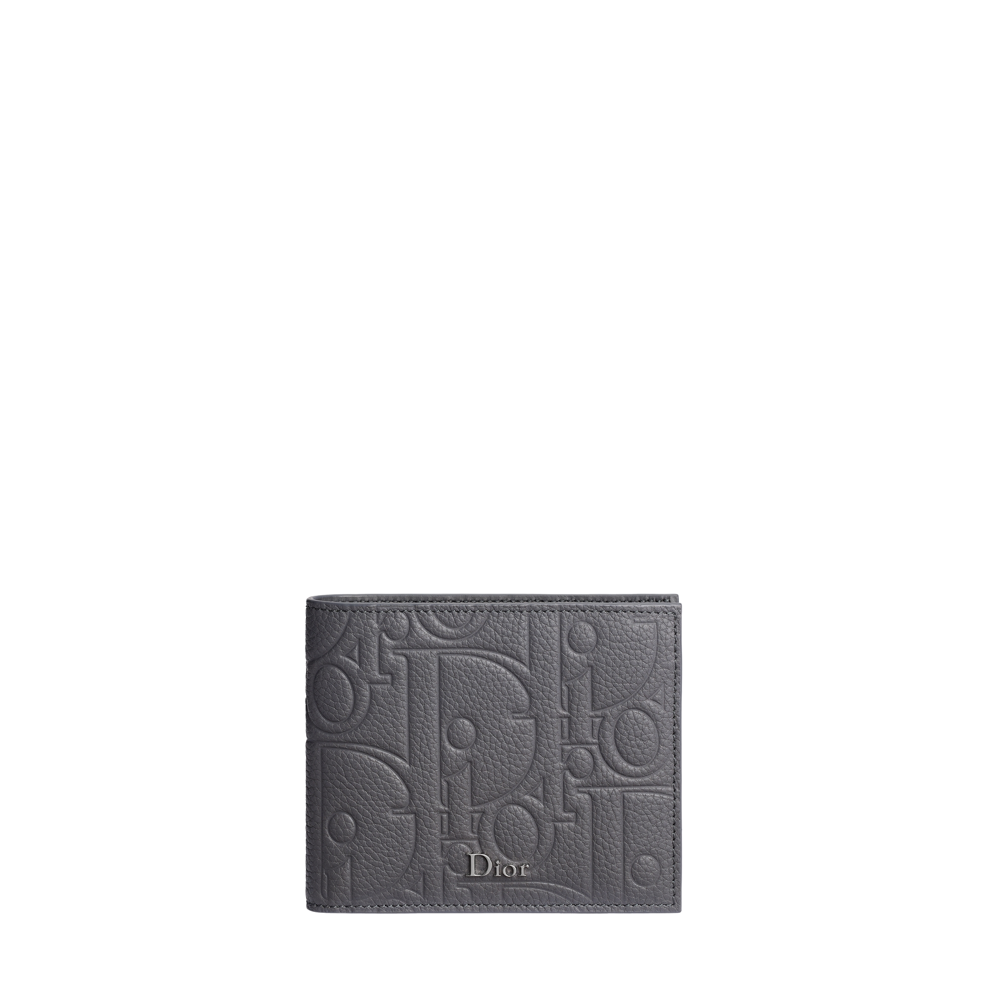 Bifold Wallet Gris Flanelle Dior Gravity Grained Leather E01