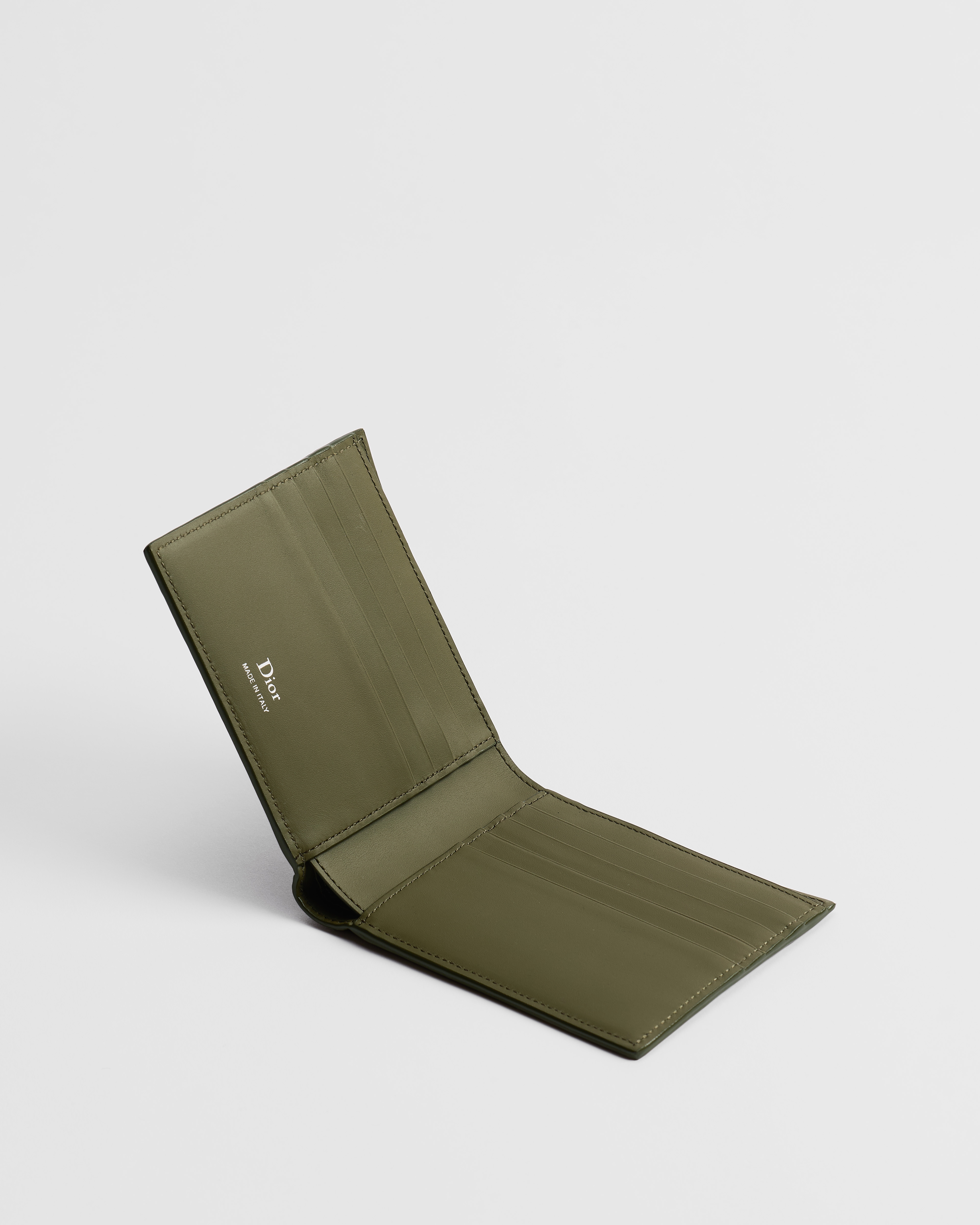 Bifold Wallet Khaki Dior Gravity Grained Leather E06