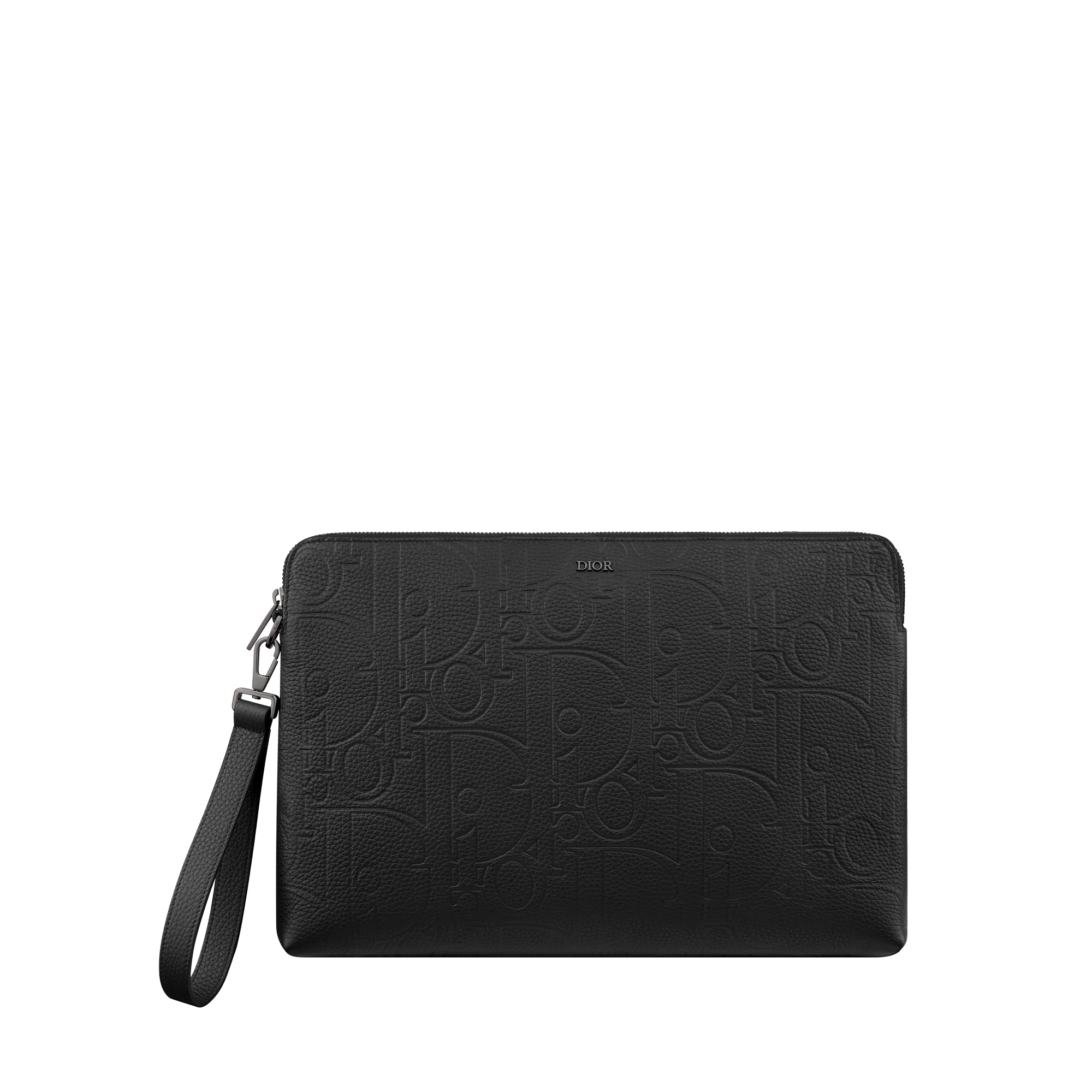 A4 Zipped Pouch Black Dior Gravity Leather E01