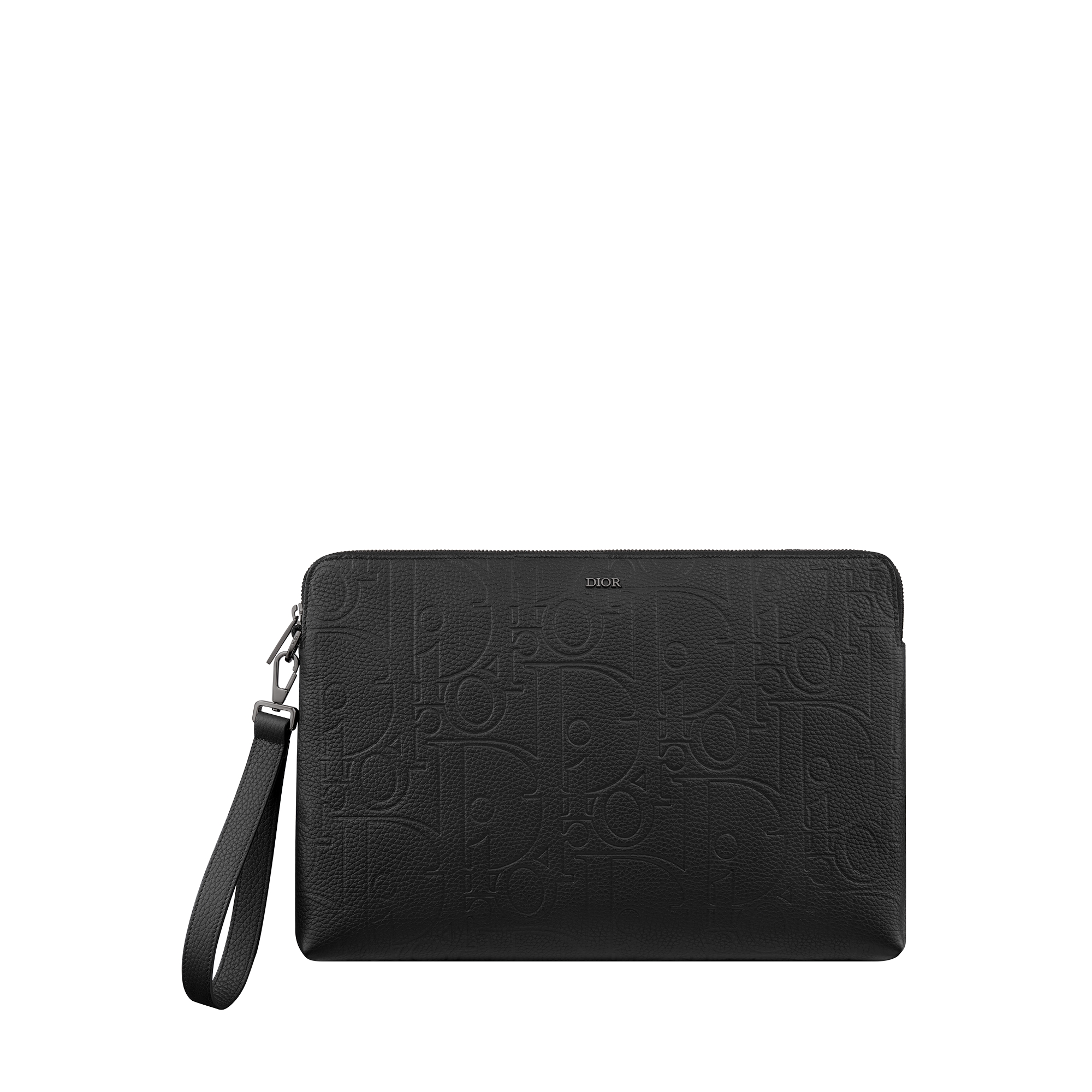 A4 Zipped Pouch Black Dior Gravity Leather E01