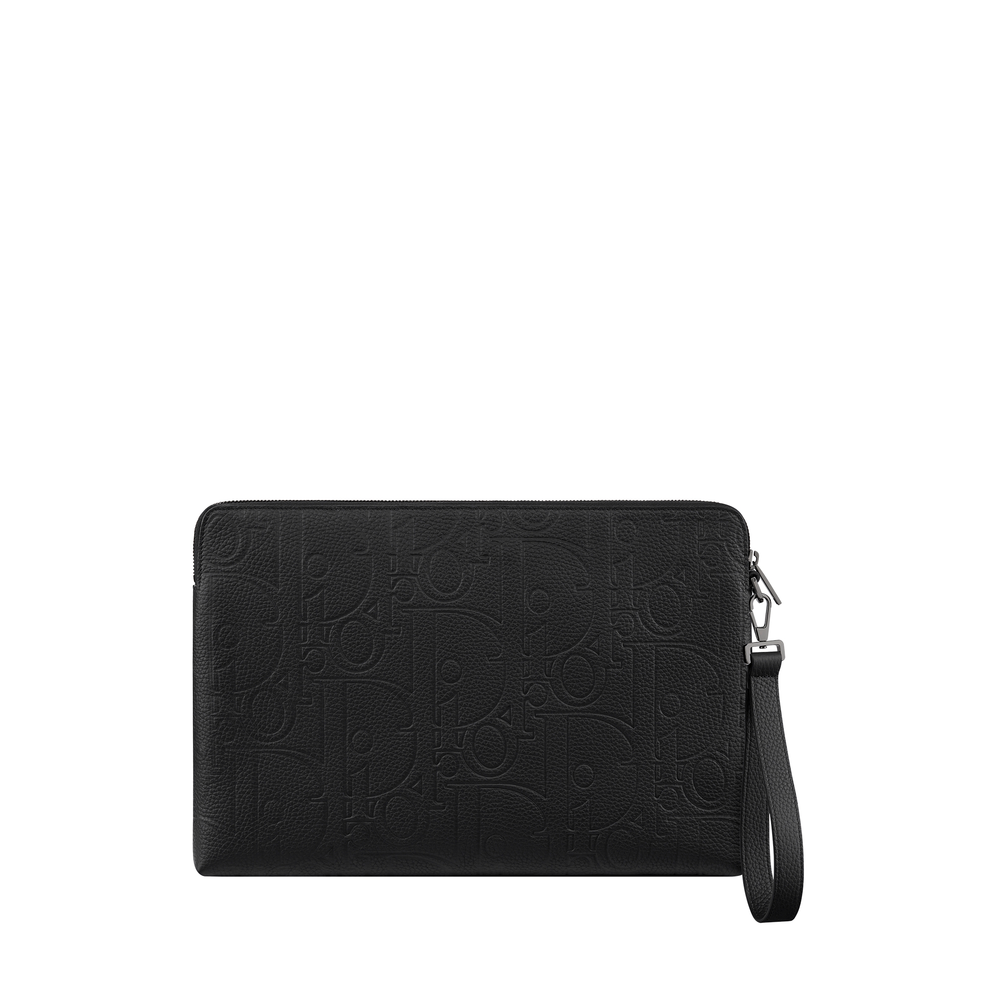 A4 Zipped Pouch Black Dior Gravity Leather E08