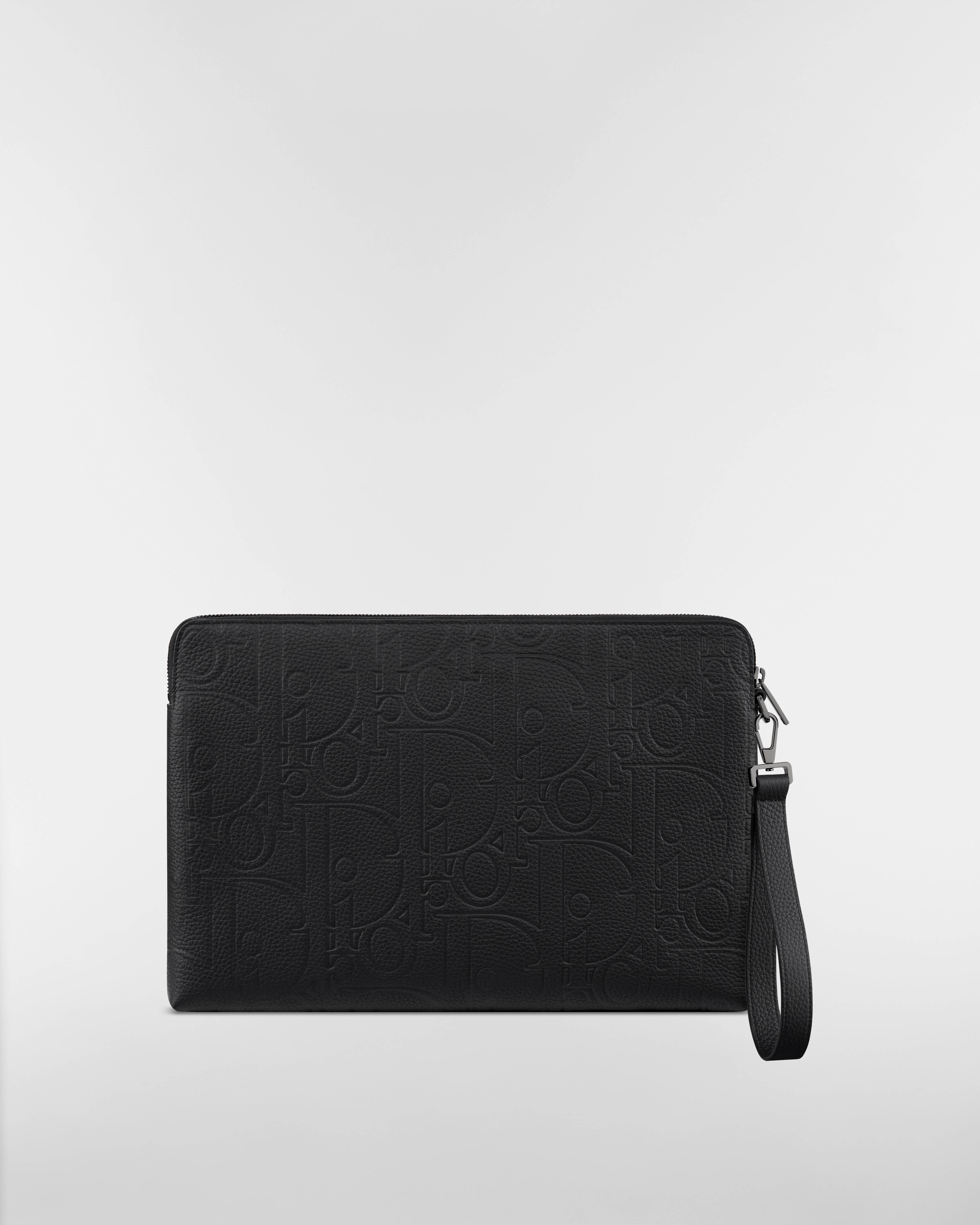 A4 拉鏈小袋 黑色 Dior Gravity 皮革 E08