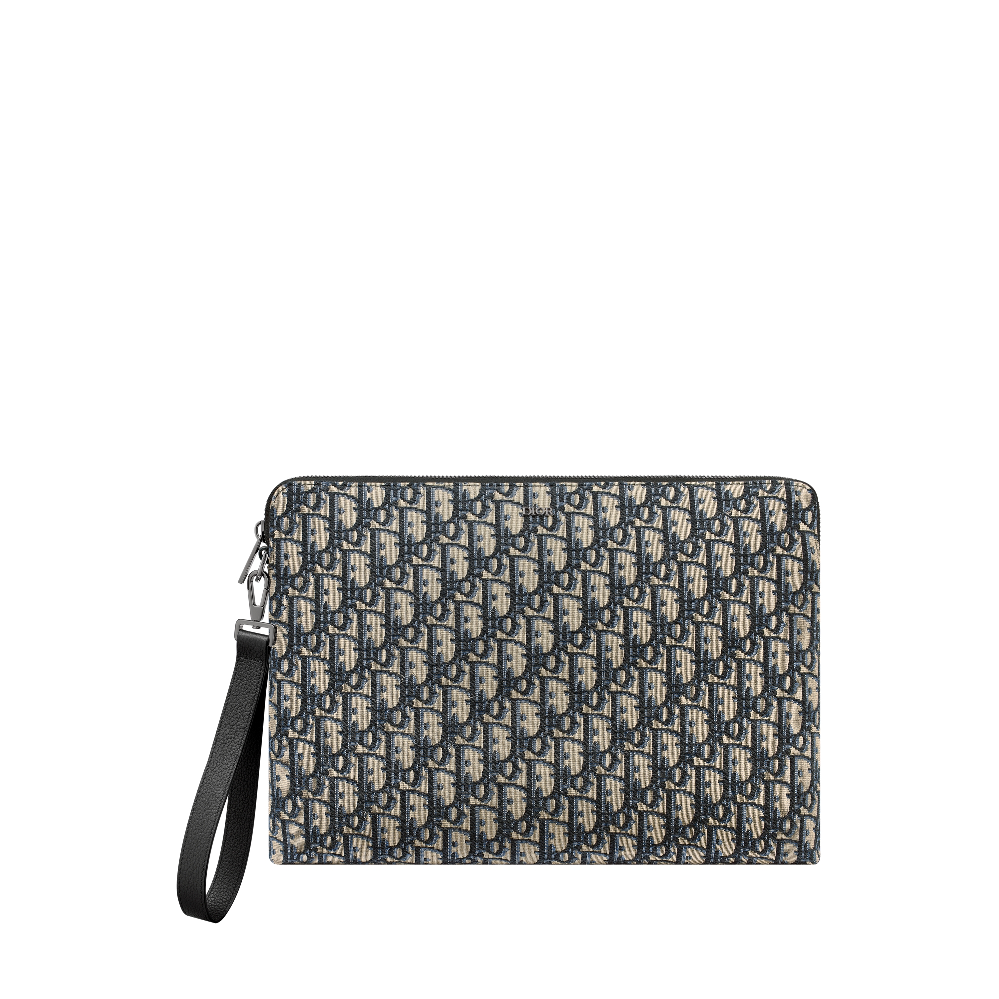 A4 Zipped Pouch Beige and Black Dior Oblique Jacquard | DIOR