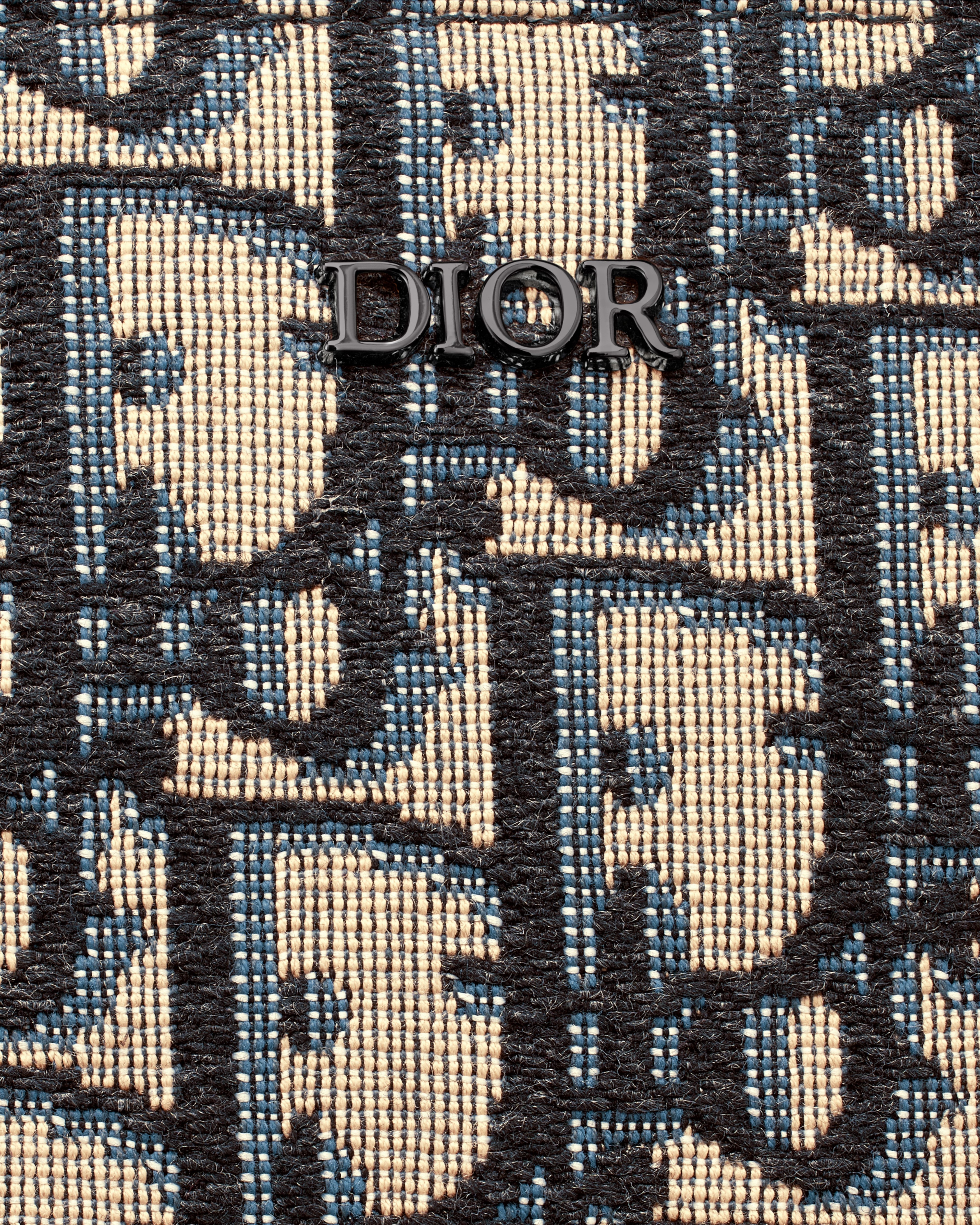 A4 지퍼 파우치 베이지 & 블랙 Dior Oblique 자카드 E09