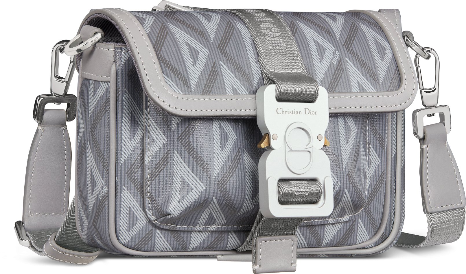 Mini Dior Hit the Road Messenger Bag with Flap Dior Gray Coated Cotton Canvas with CD Diamond Print DIOR