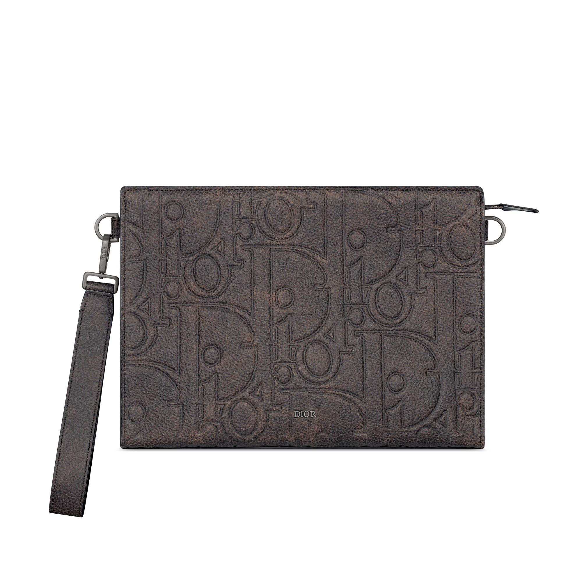 A5 트라이앵글 파우치 브라운 Dior Gravity Vintage 가죽 E01