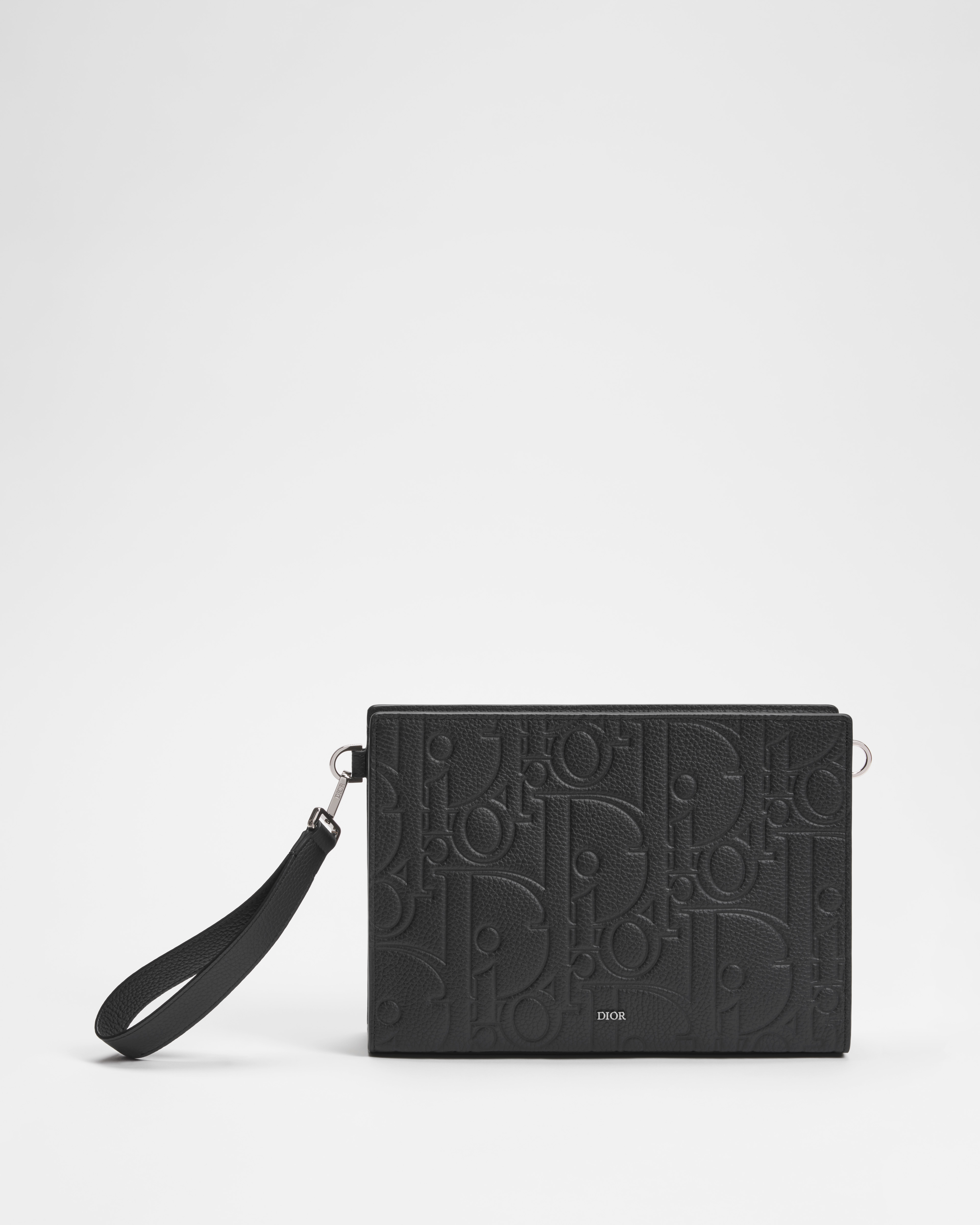 A5 트라이앵글 파우치 블랙 Dior Gravity 가죽 E01