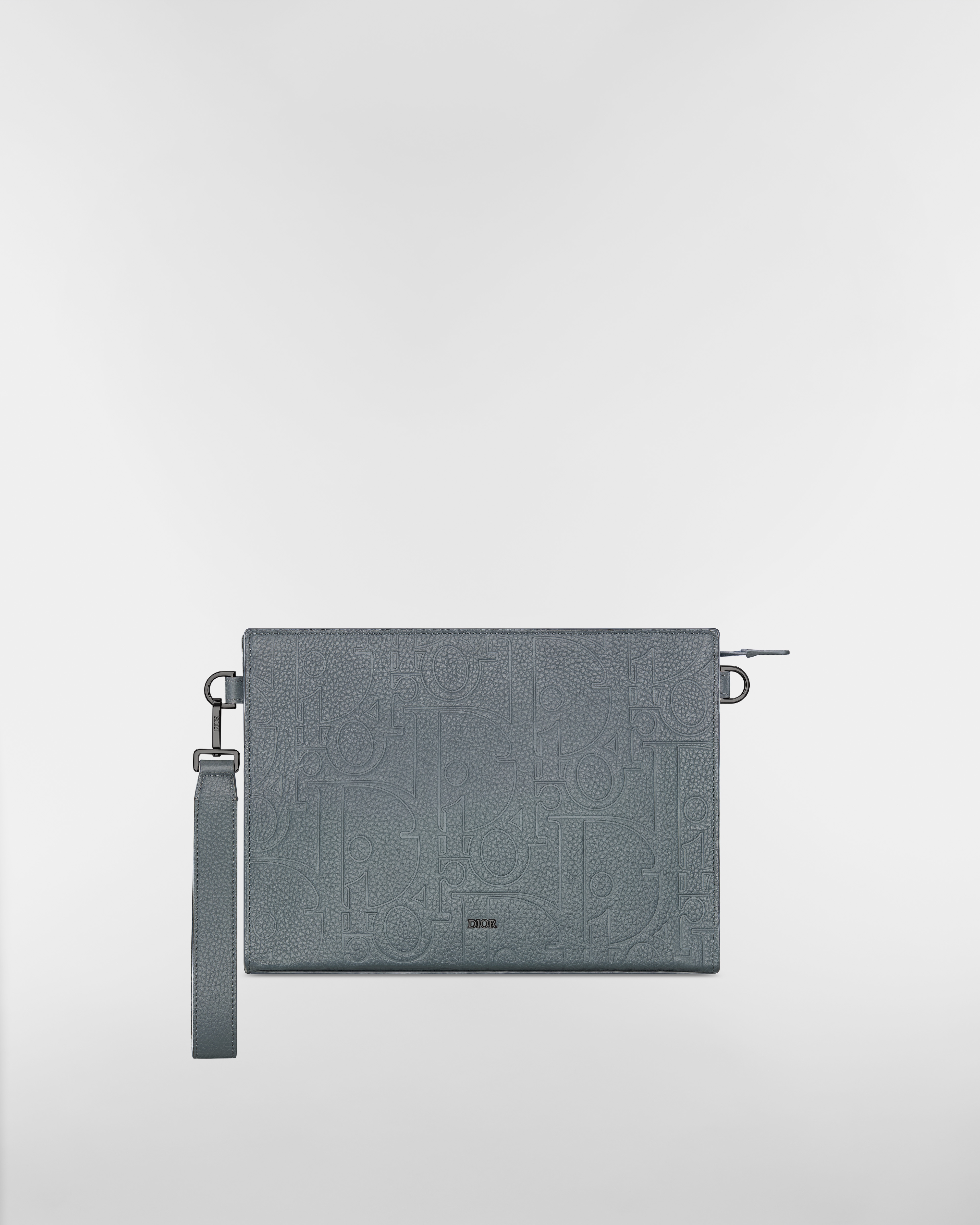 Clutch pochette triangular A5 Couro Dior Gravity cinza-escuro E01