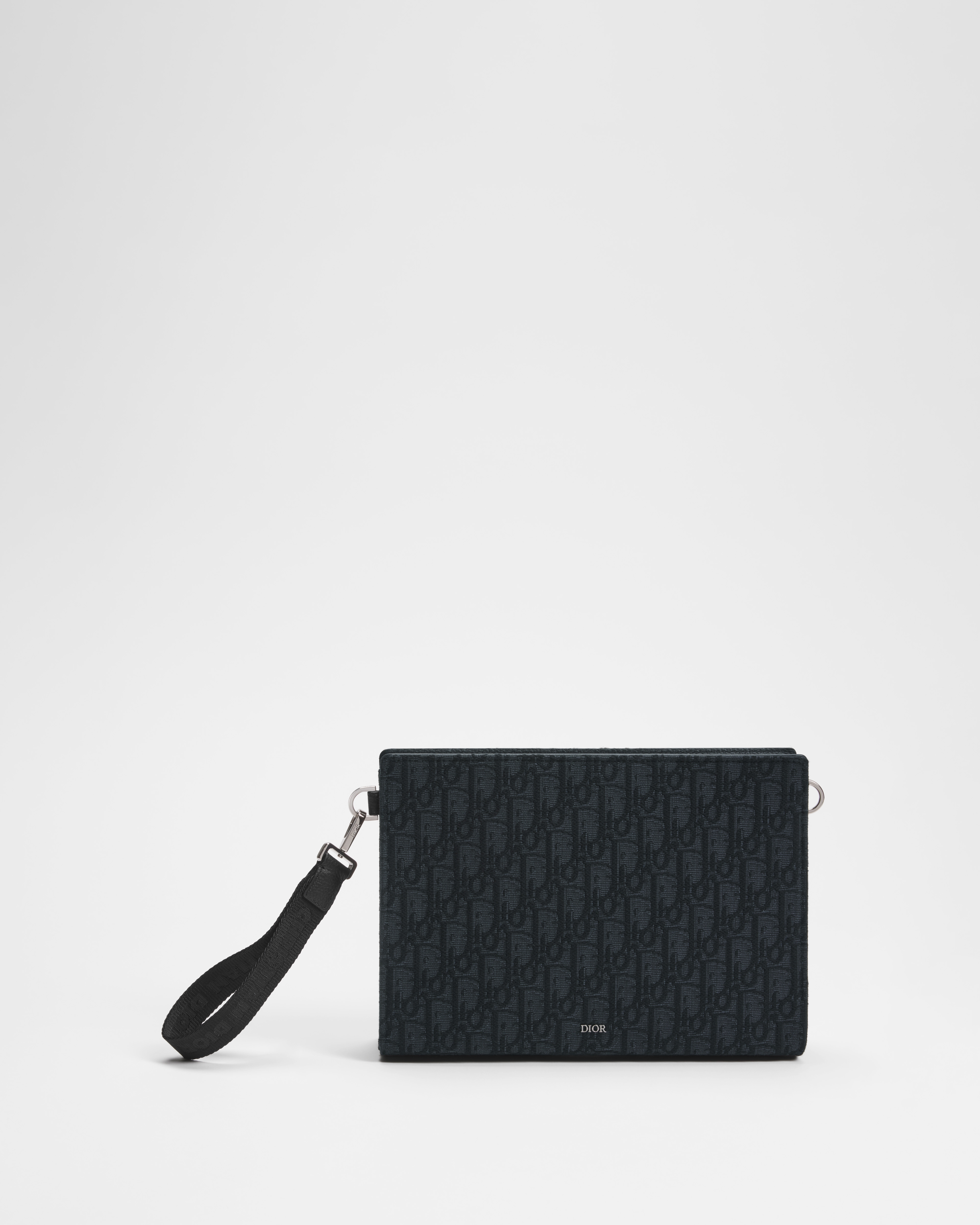 A5 Triangle Pouch Black Dior Oblique Jacquard E01