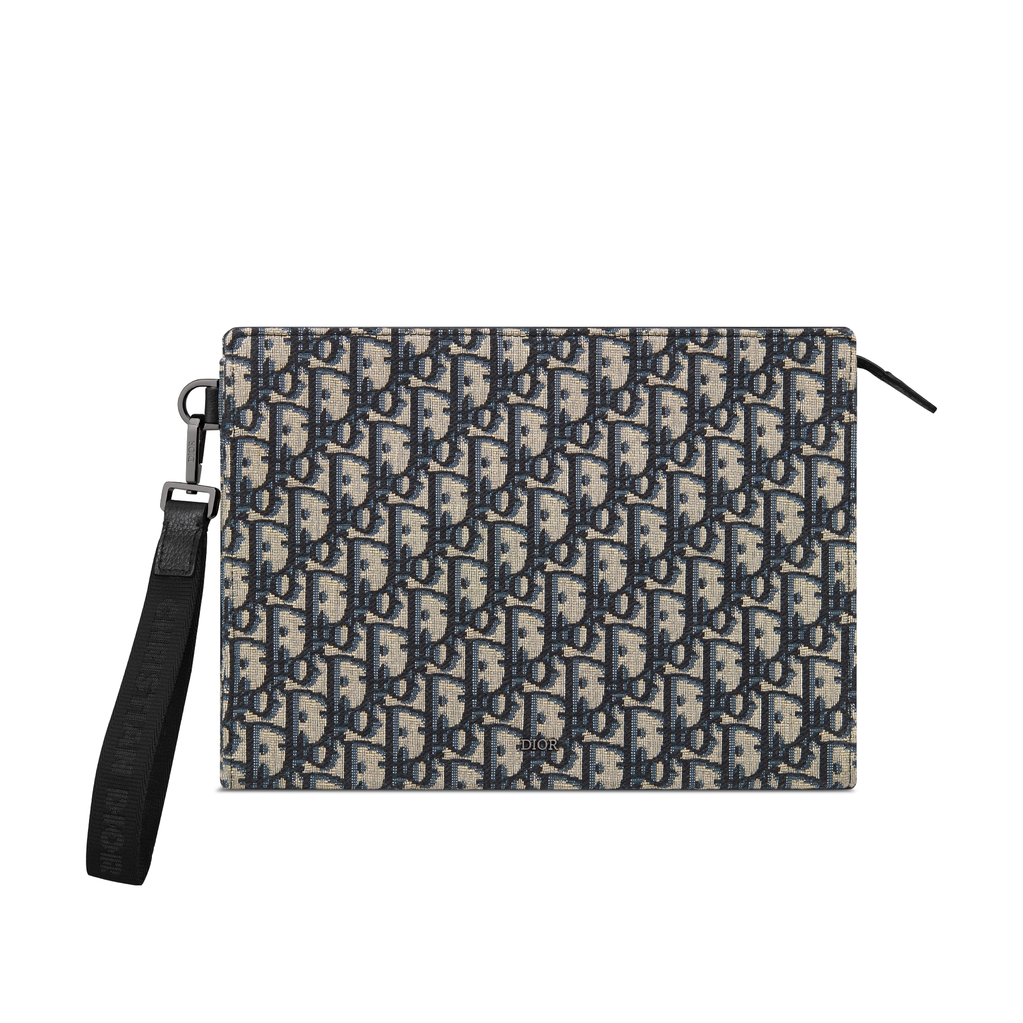 A5 트라이앵글 파우치 베이지 & 블랙 Dior Oblique 자카드 E01