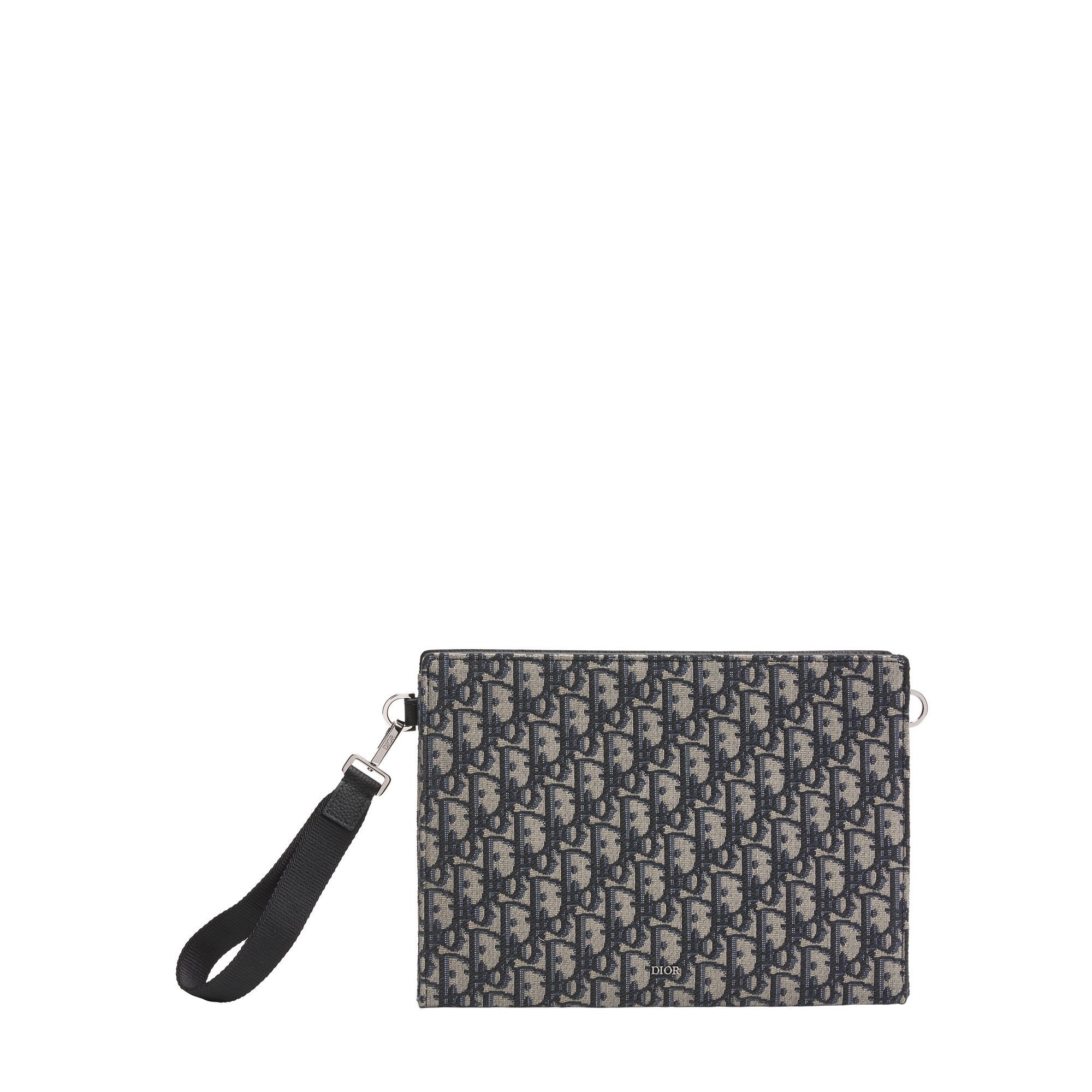 A5 Triangle Pouch Beige and Black Dior Oblique Jacquard E01