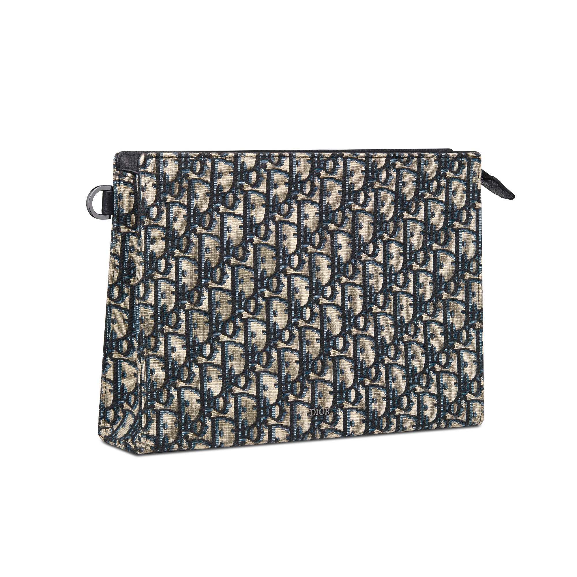 A5 Triangle Pouch Beige and Black Dior Oblique Jacquard E03