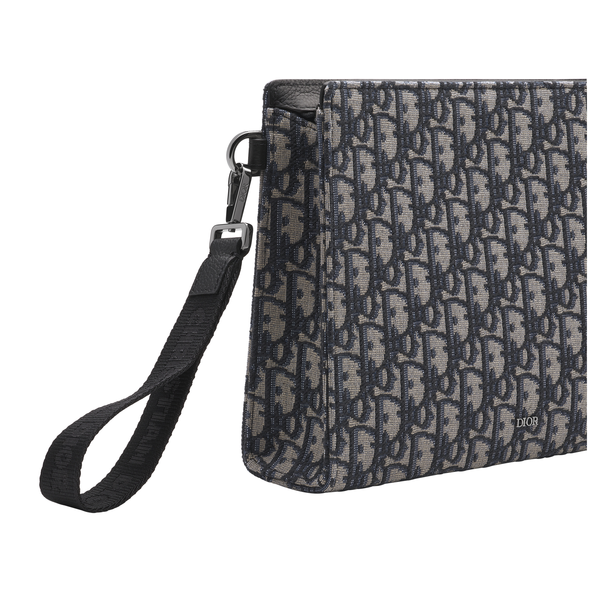 A5 Triangle Pouch Beige and Black Dior Oblique Jacquard E06