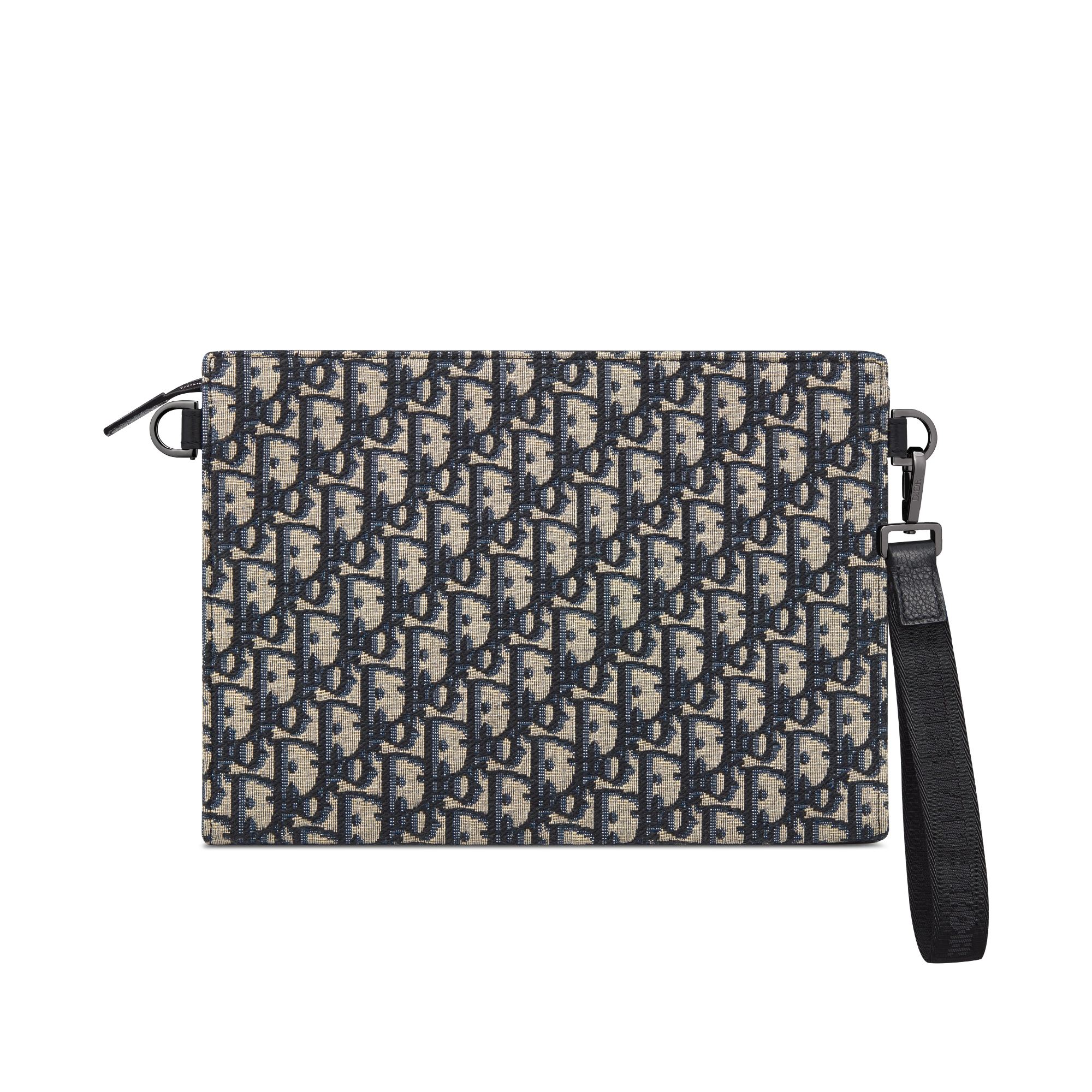 A5 Triangle Pouch Beige and Black Dior Oblique Jacquard E08