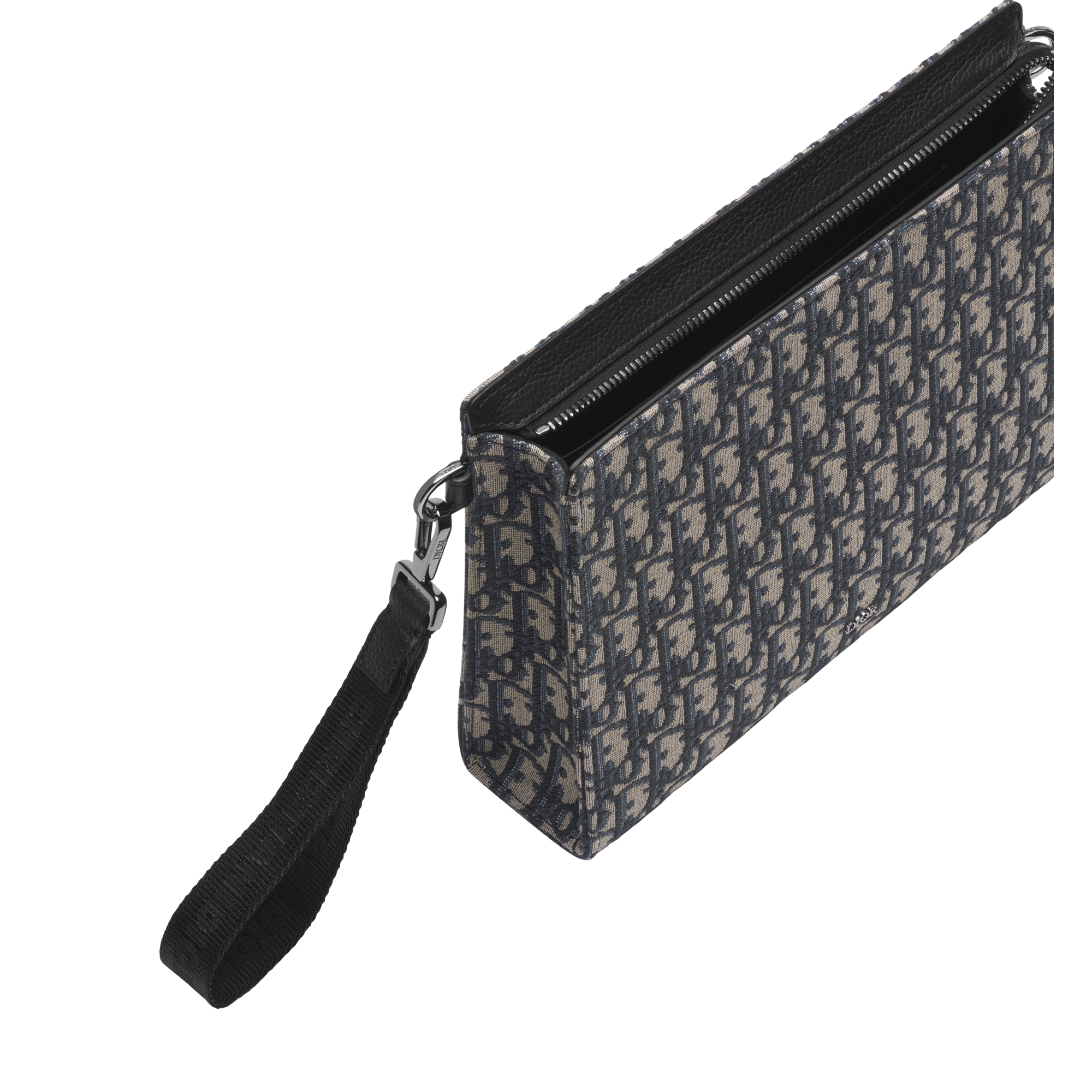 A5 Triangle Pouch Beige and Black Dior Oblique Jacquard E12