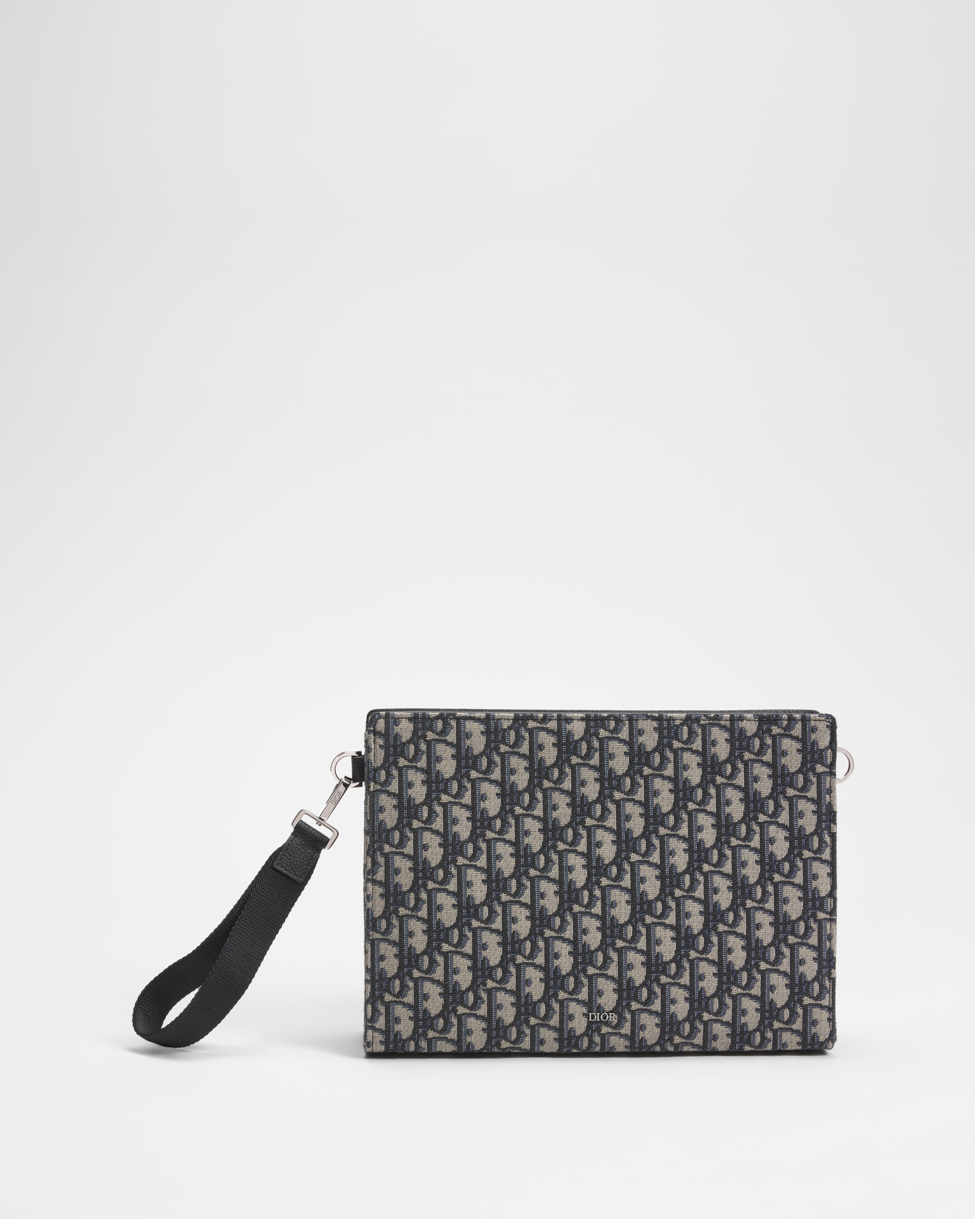 A5 三角形小袋 米色和黑色 Dior Oblique 圖案緹花 E01