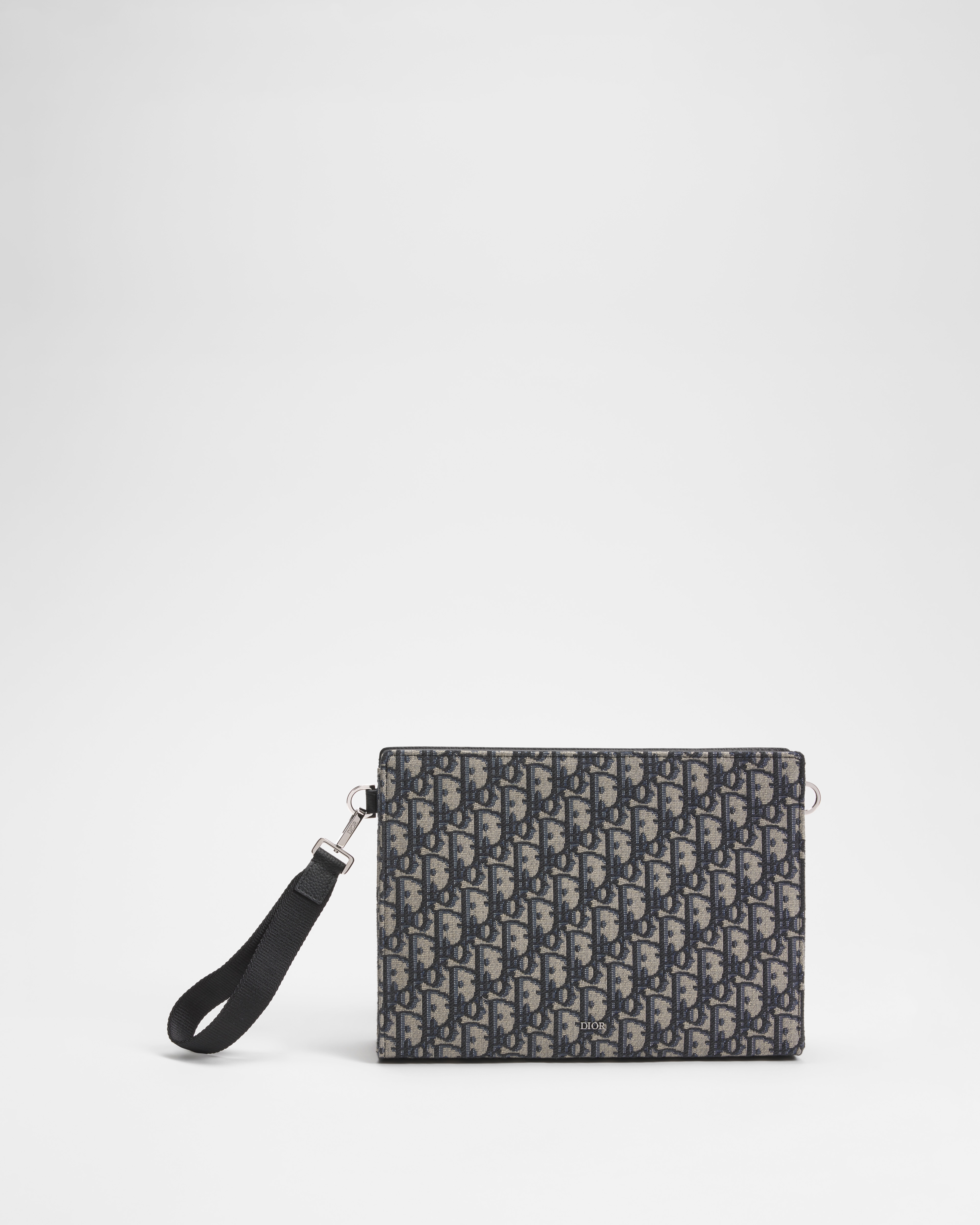 A5 Triangle Pouch Beige and Black Dior Oblique Jacquard E01