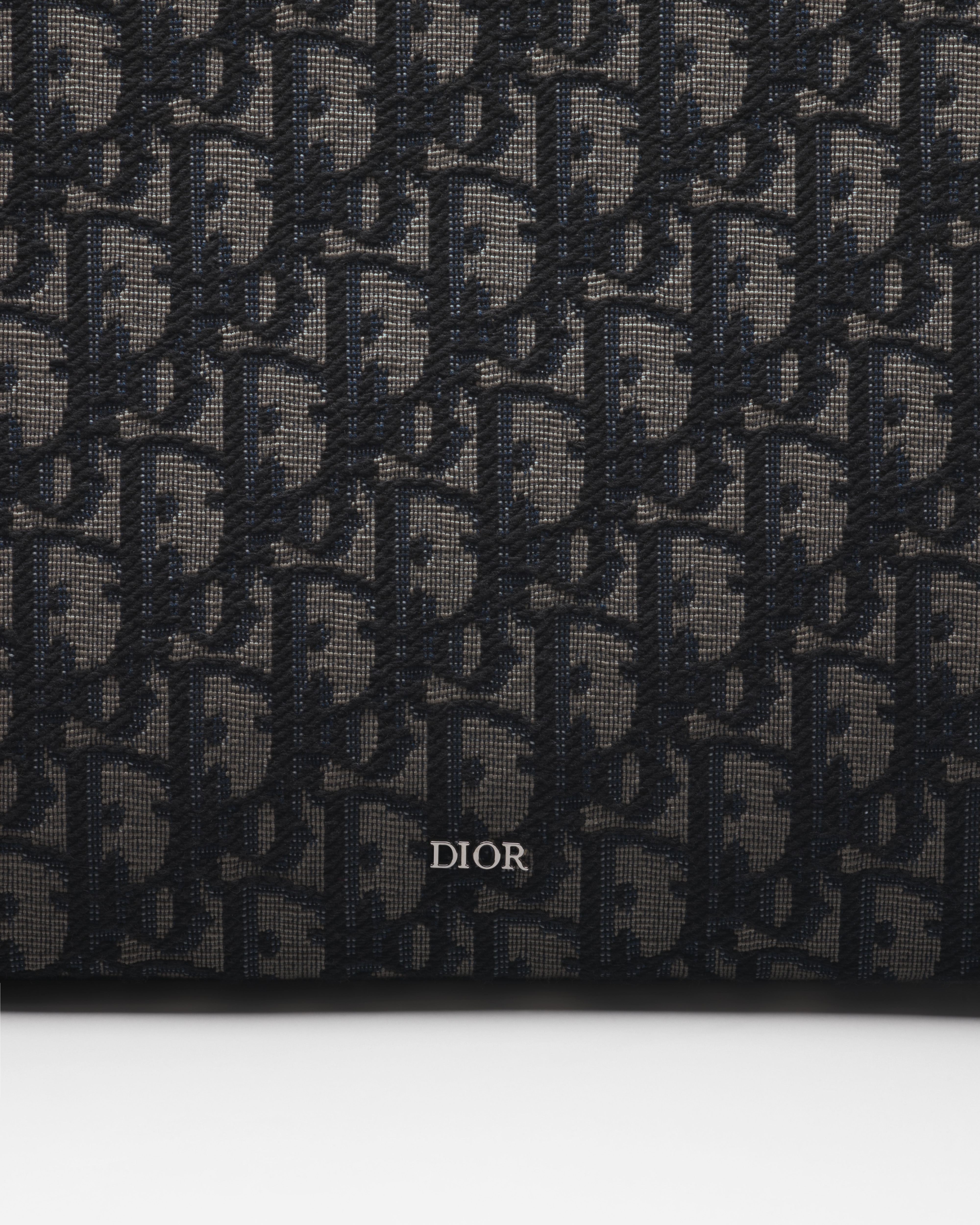 A5 Triangle Pouch Beige and Black Dior Oblique Jacquard E09