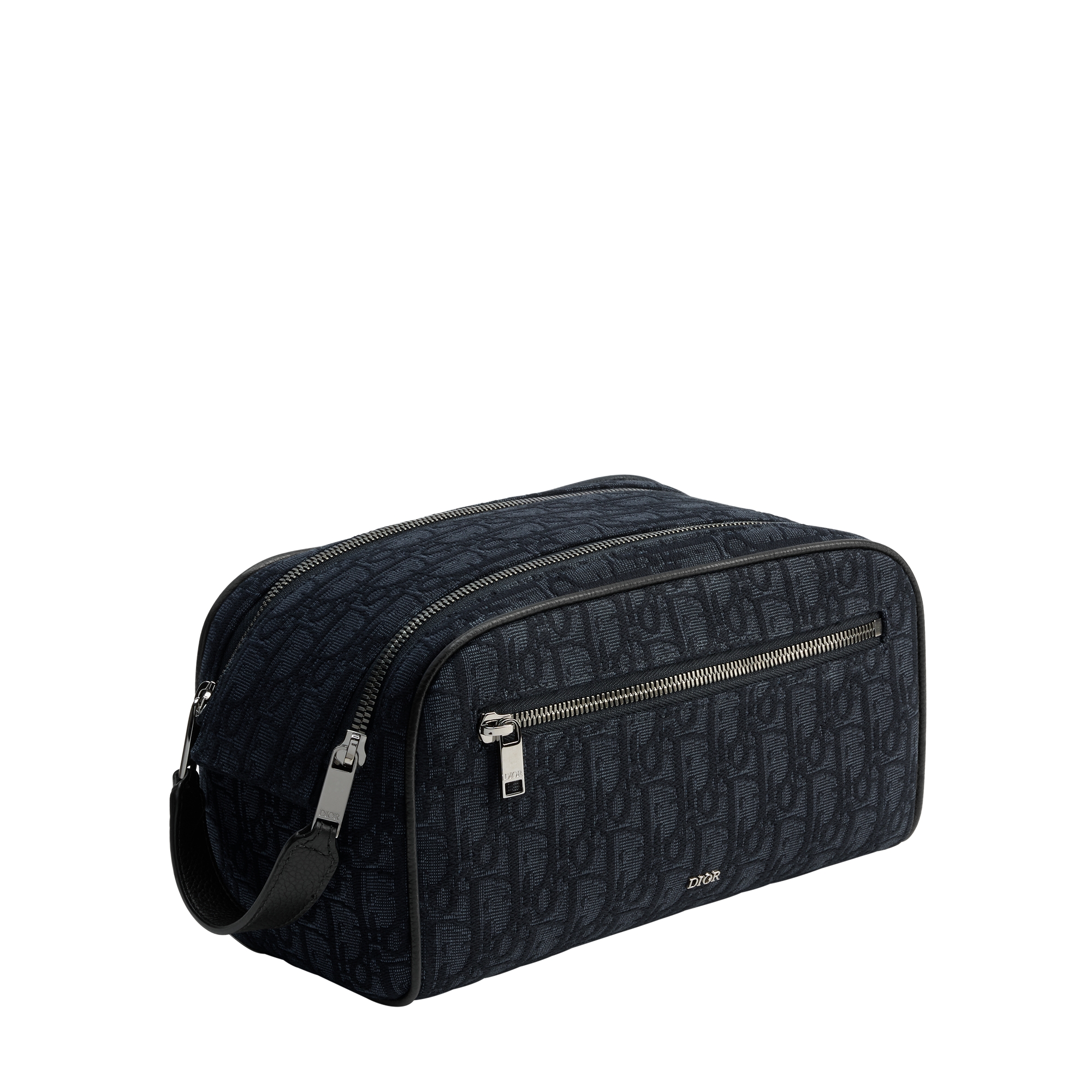 Toiletry Bag Black Dior Oblique Jacquard and Black Grained Calfskin E03