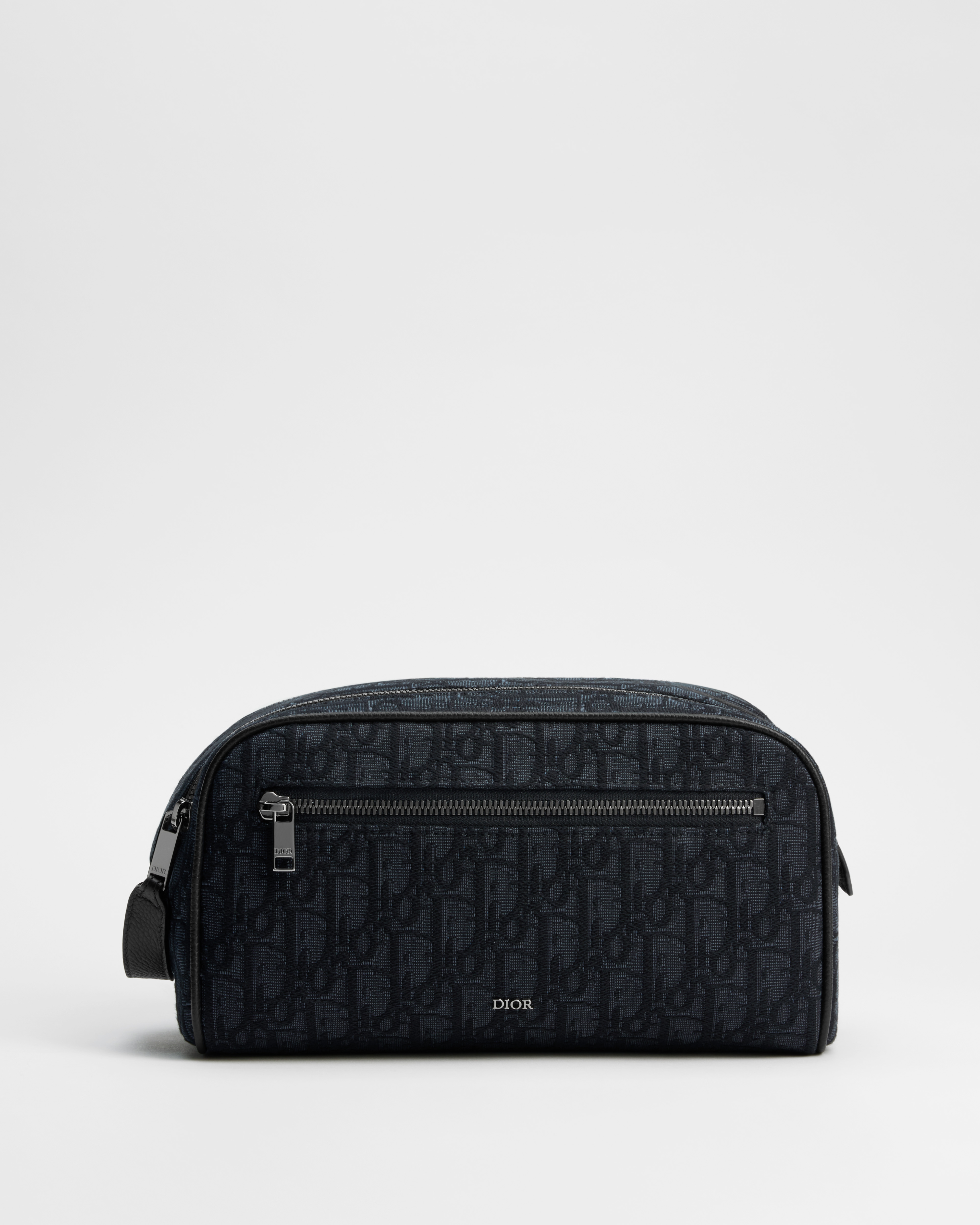 Toiletry Bag Black Dior Oblique Jacquard and Black Grained Calfskin E01