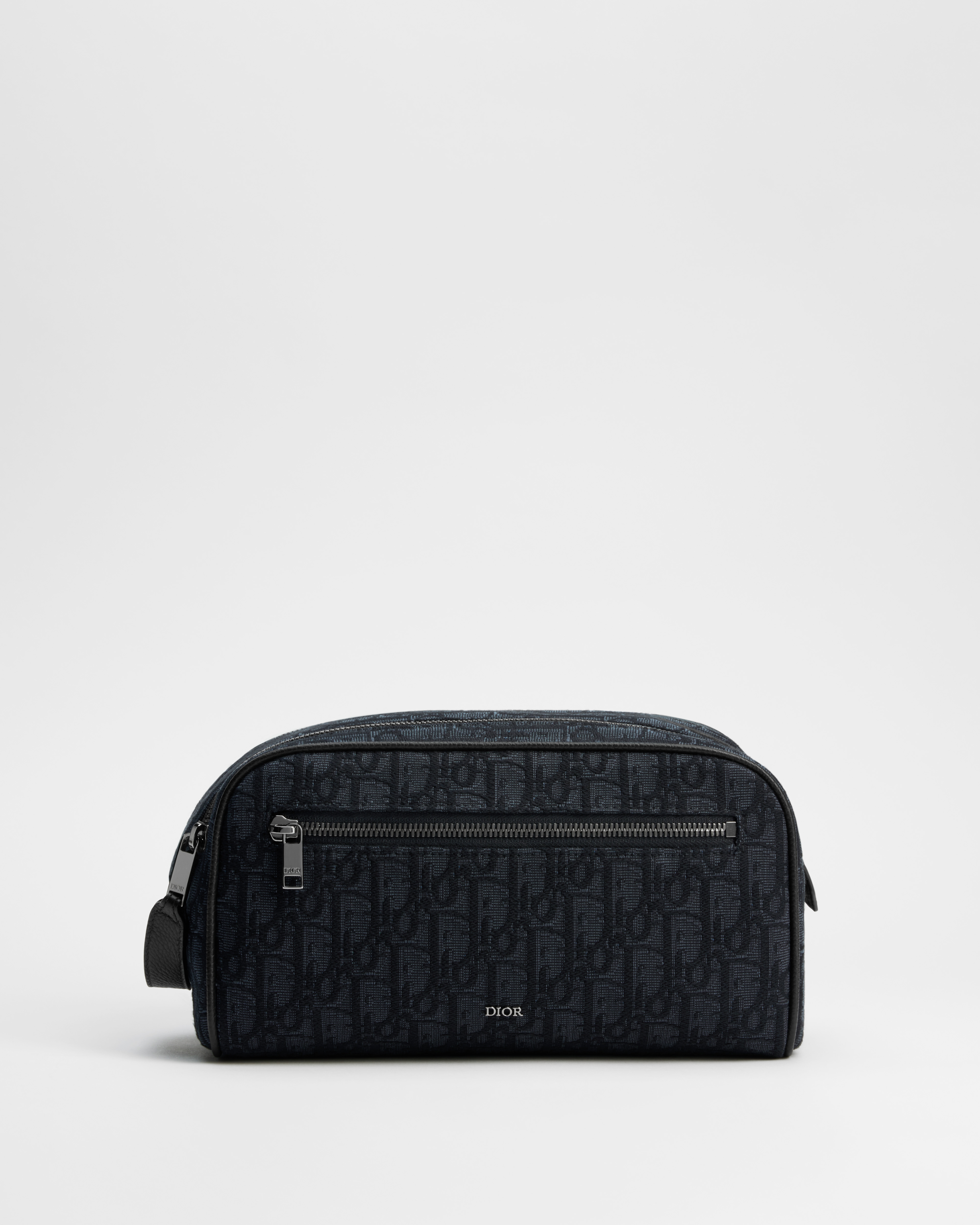 Toiletry Bag Black Dior Oblique Jacquard and Black Grained Calfskin E01