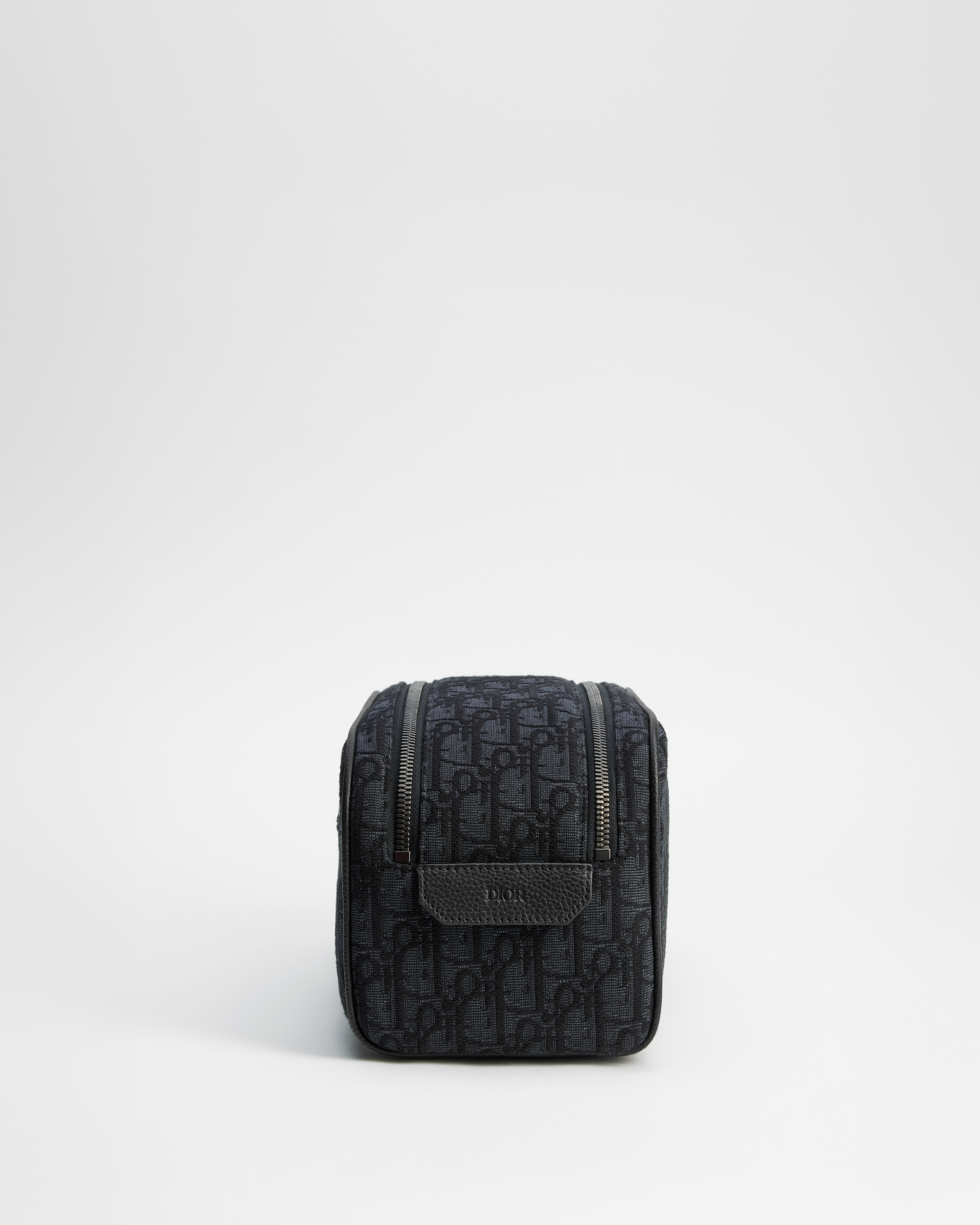 Toiletry Bag Black Dior Oblique Jacquard and Black Grained Calfskin E02