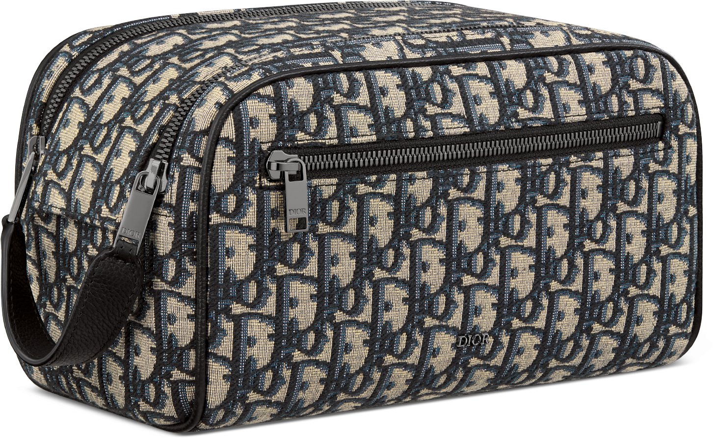 Toiletry Bag Beige and Black Dior Oblique Jacquard with