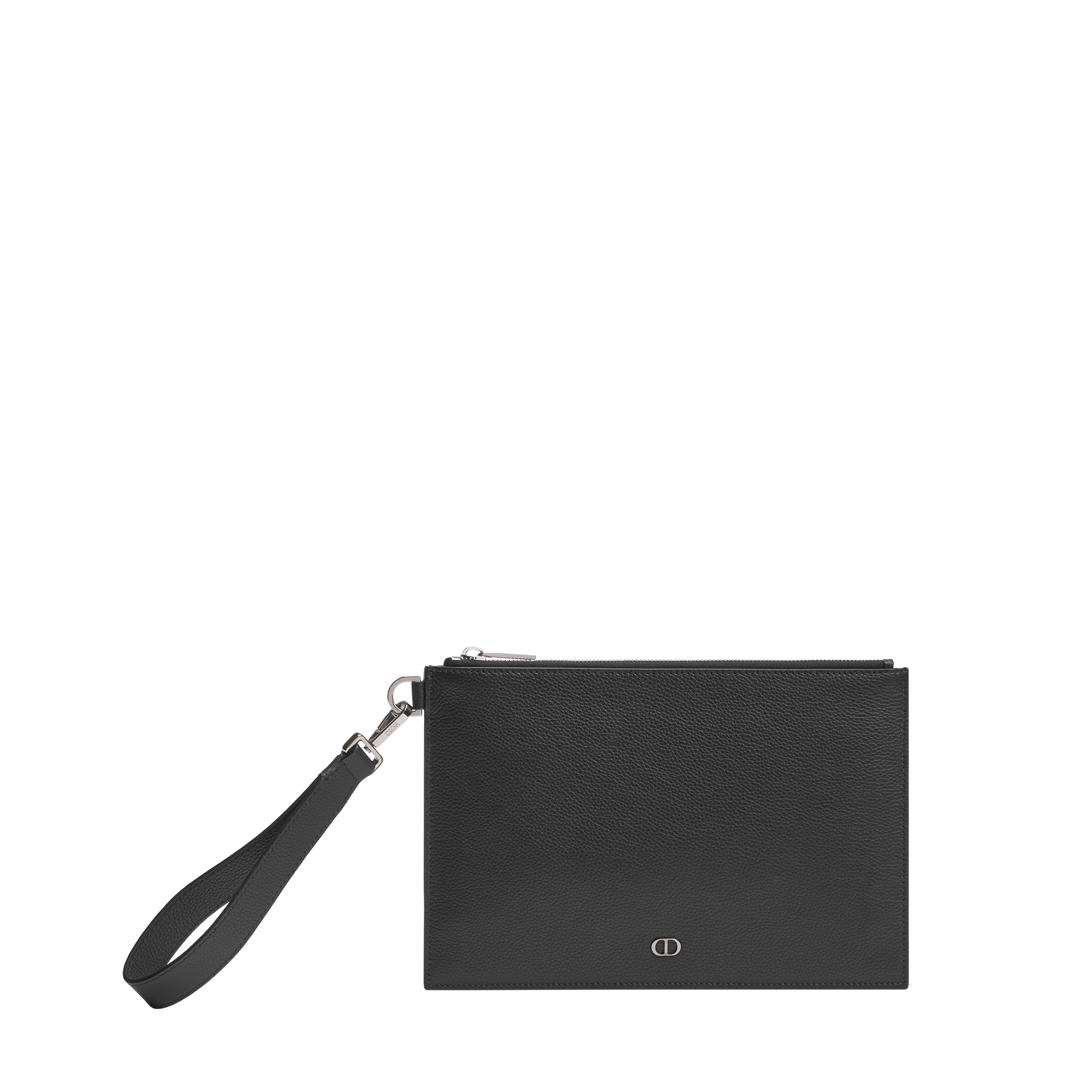A5 Pouch Black Grained Calfskin with CD Icon Signature E01