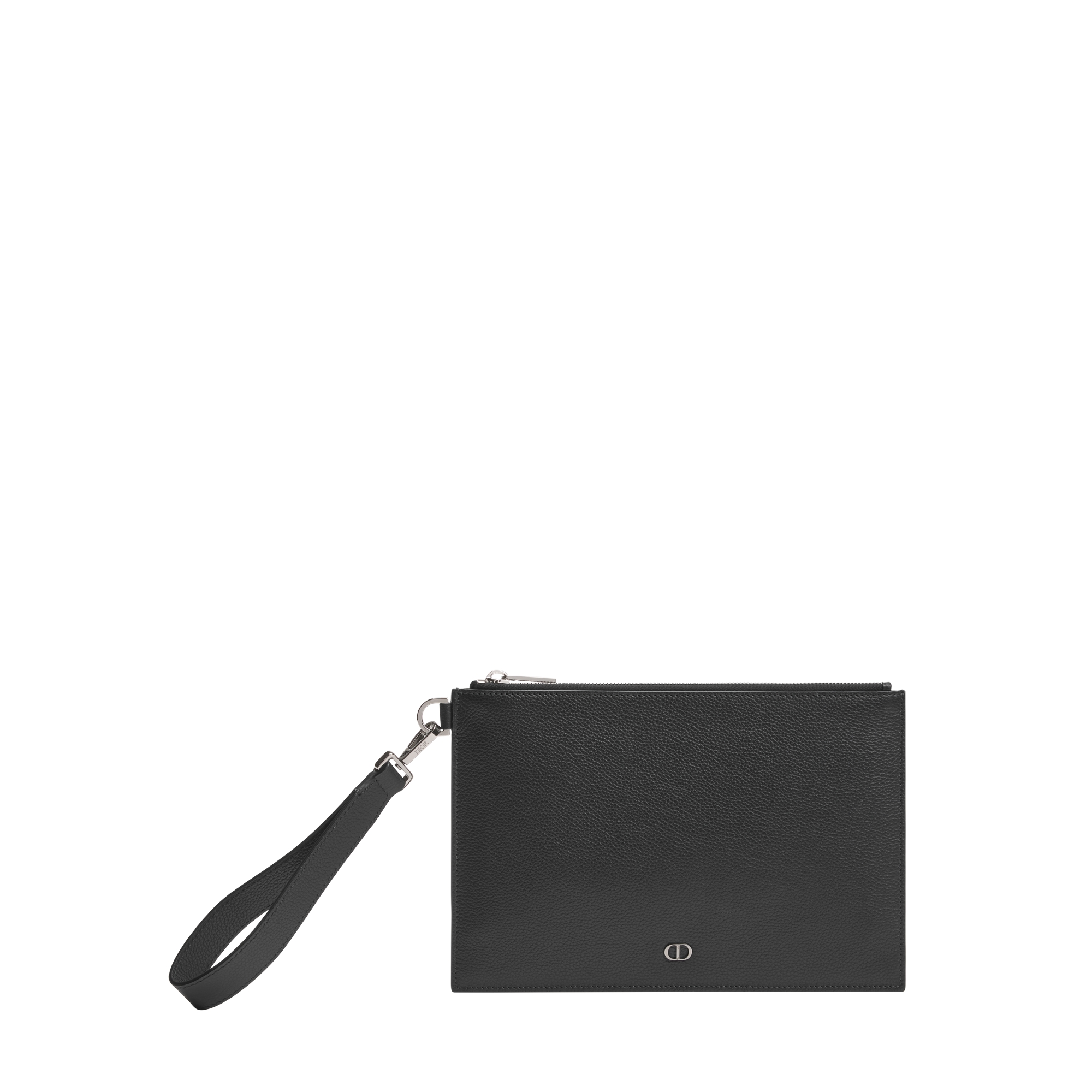 A5 Pouch Black Grained Calfskin with CD Icon Signature E01