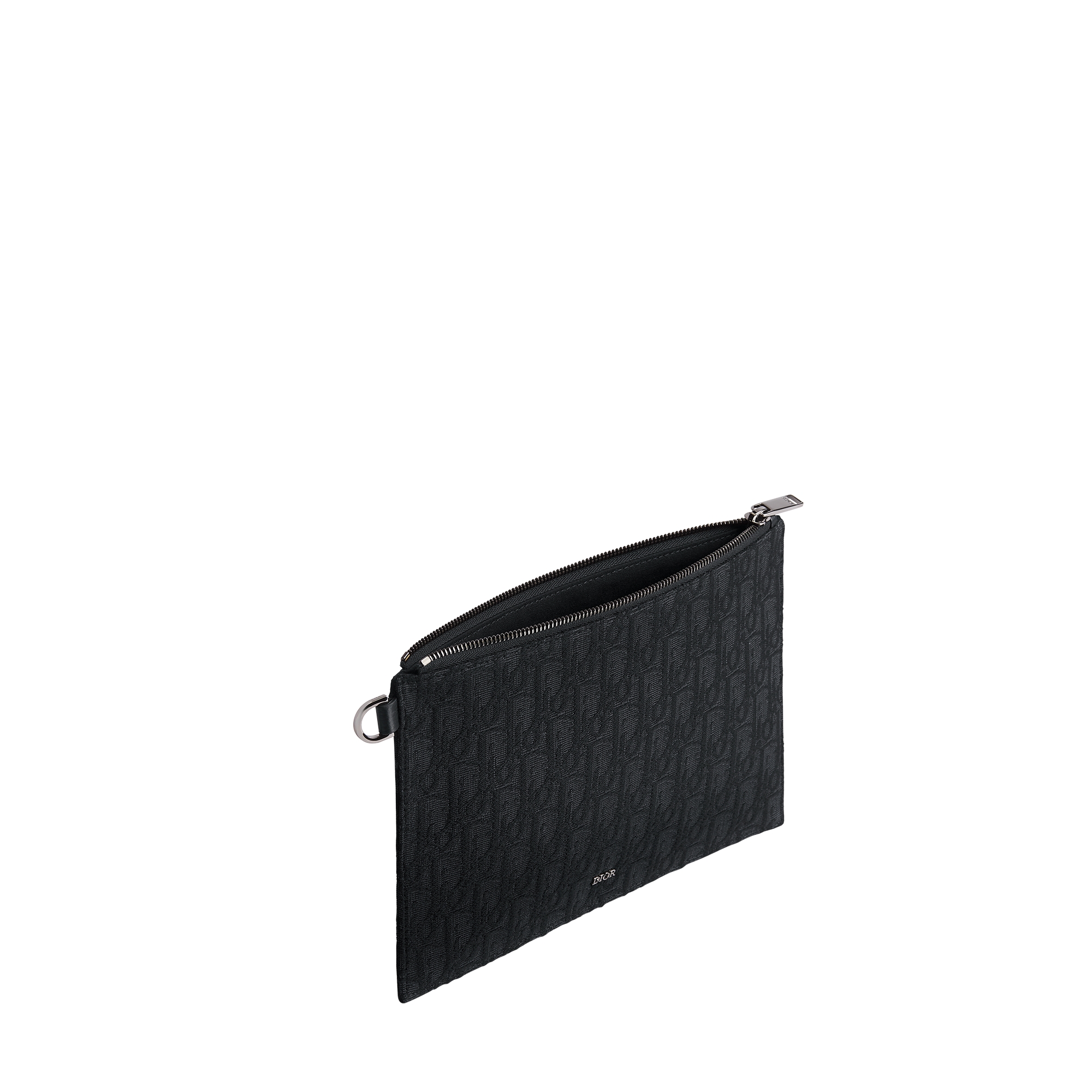 A5 Pouch Black Dior Oblique Jacquard E03