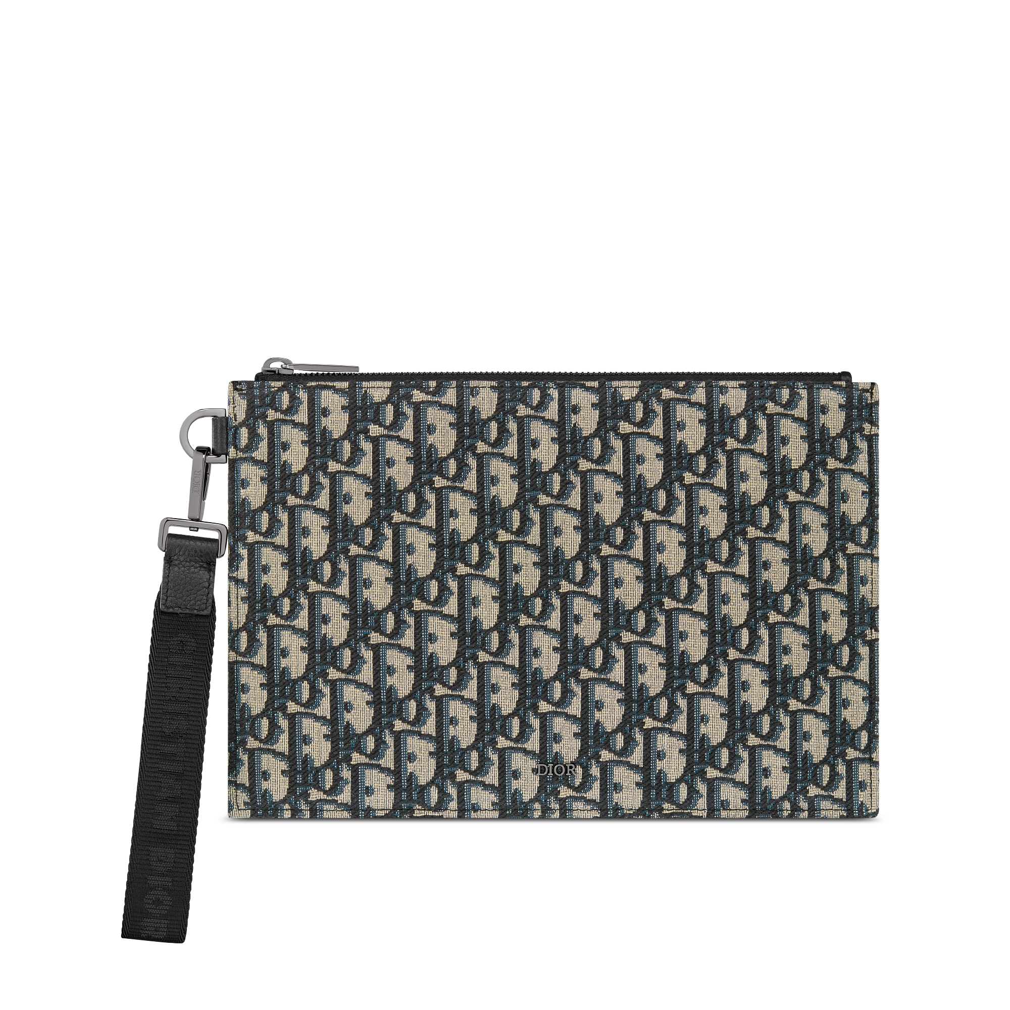 A5 파우치 베이지 & 블랙 Dior Oblique 자카드 E01